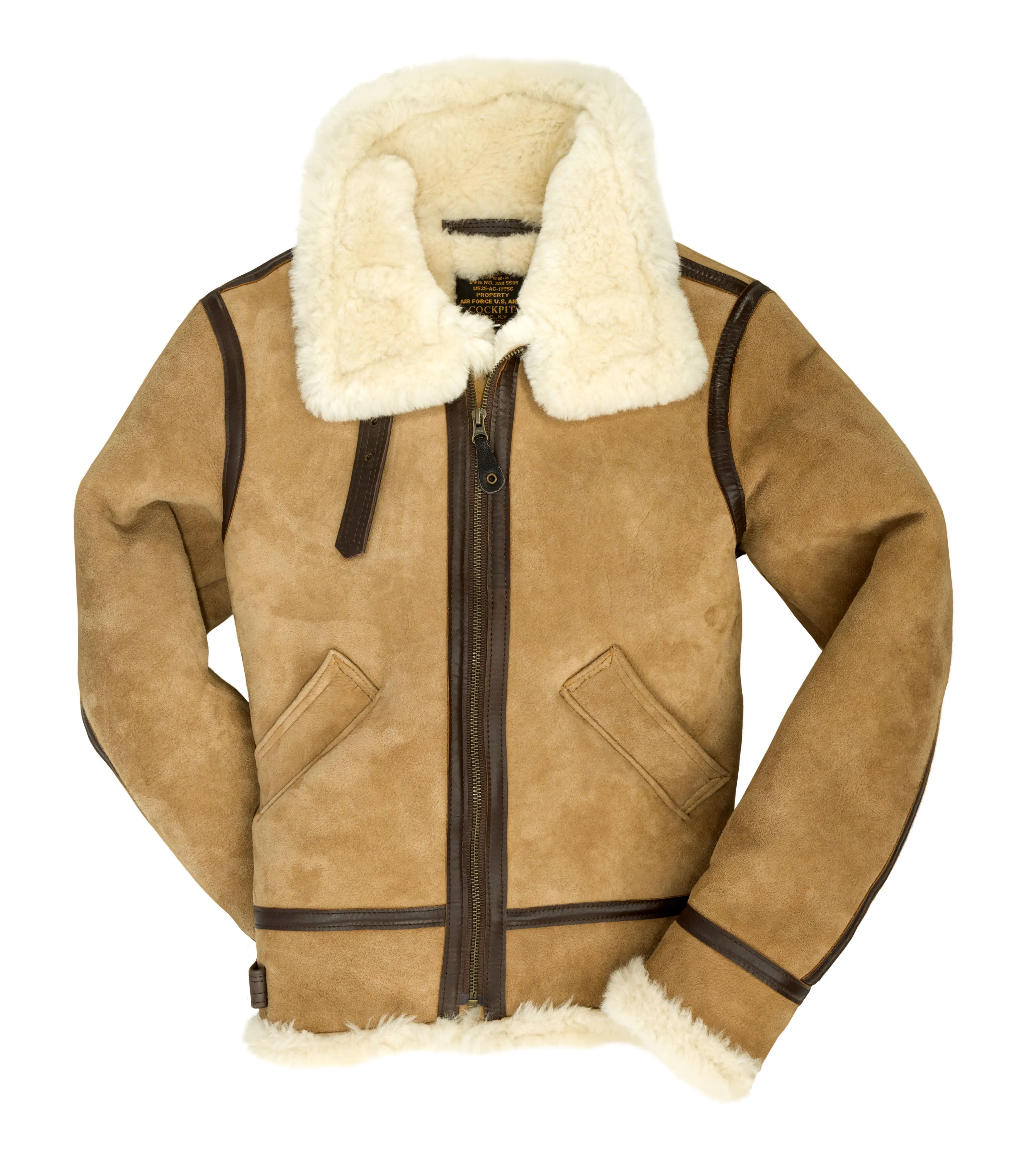 Women's B-3 Suede Bomber Jacket in Tan W72N200 sold by Cockpit USA product image thumbnail 5