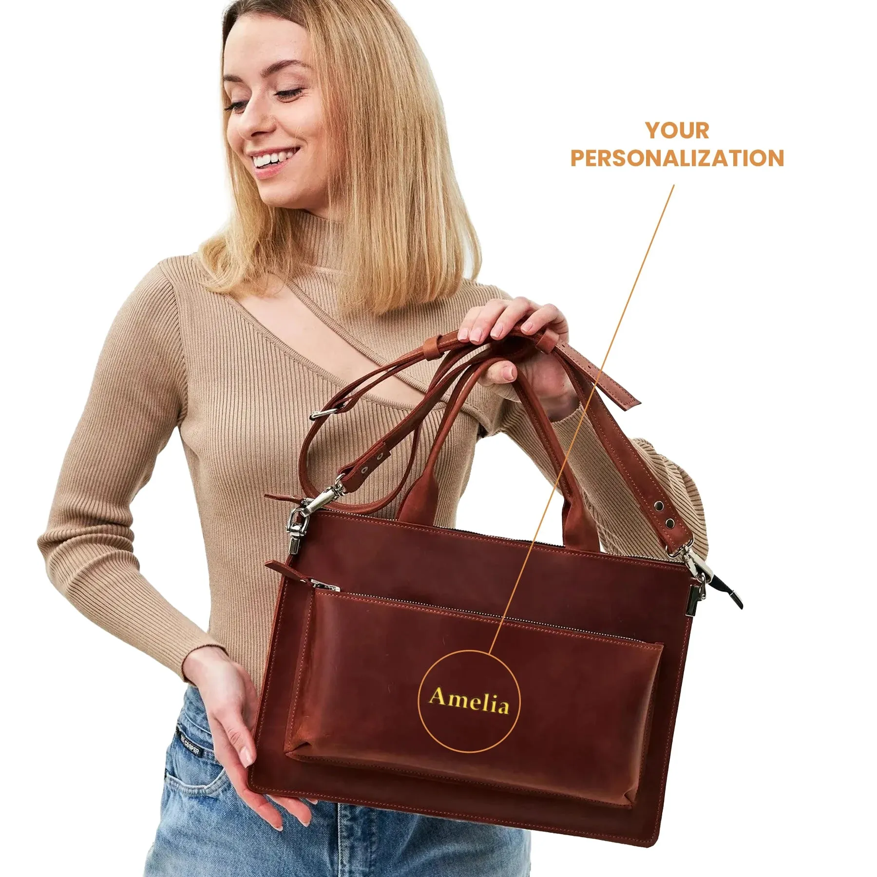 Leather Laptop Bag sold by Pikore product image thumbnail 2