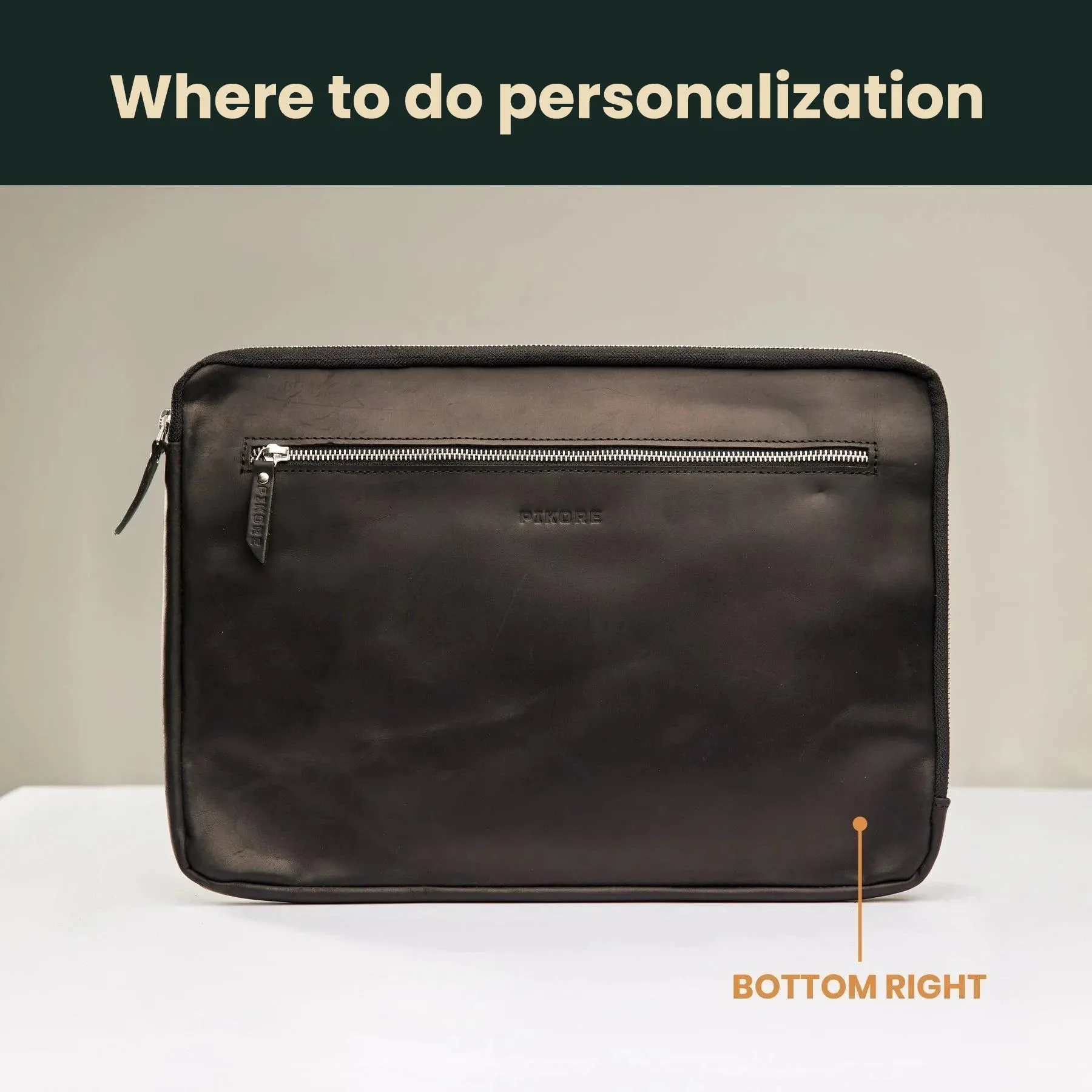 Leather Macbook Sleeve with Zipper sold by Pikore product image thumbnail 4