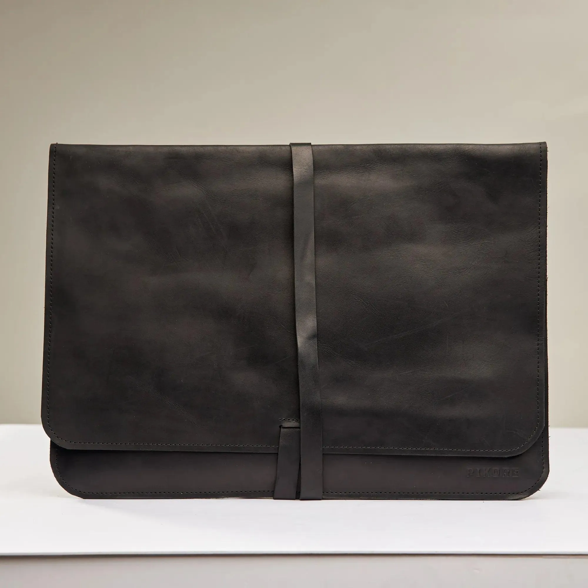 Leather MacBook Sleeve with Tie Closure sold by Pikore