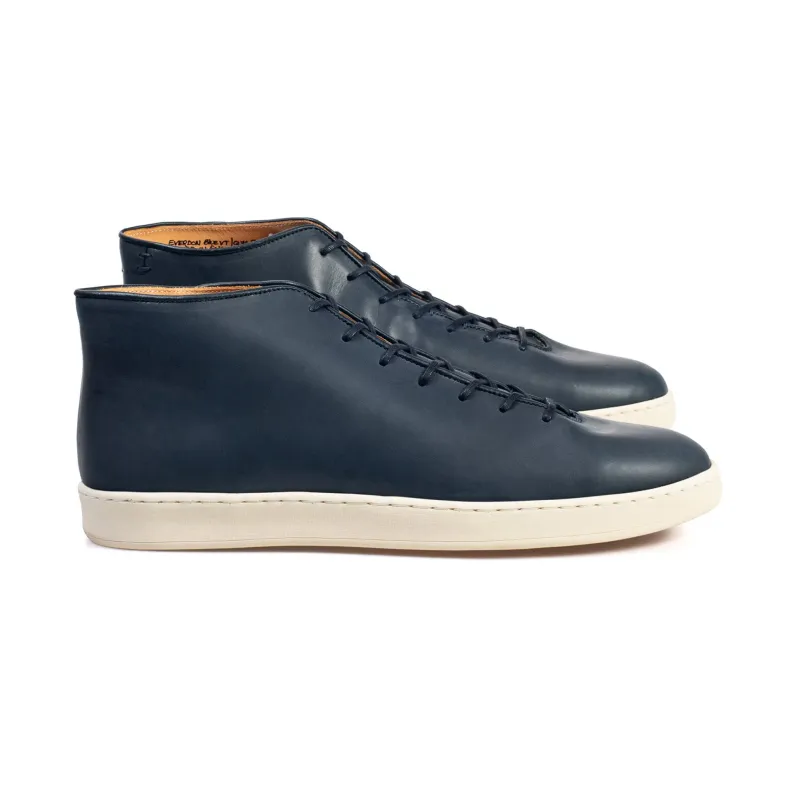 Everdon Wholecut Mid - Navy Veg Tan Calf sold by Crown Northampton