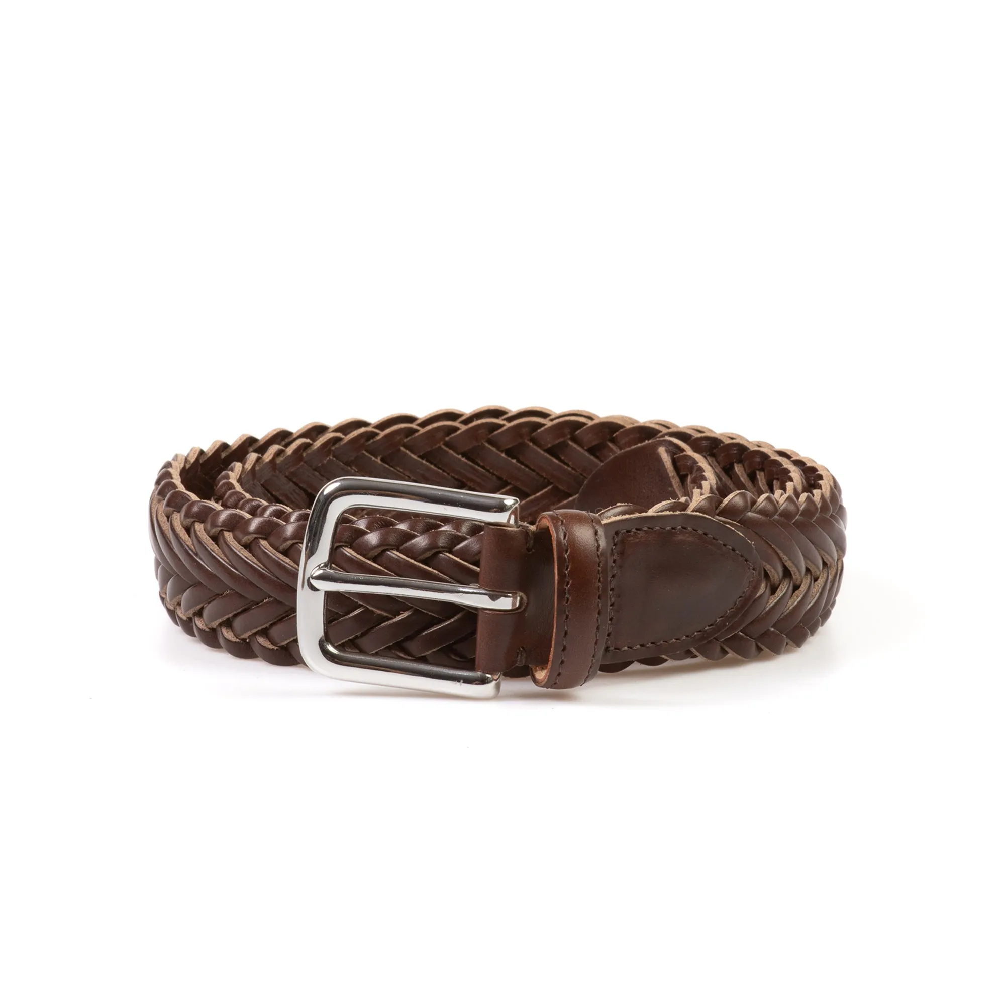 Horween Brown Chromexcel Leather Belt - Plaited sold by Crown Northampton