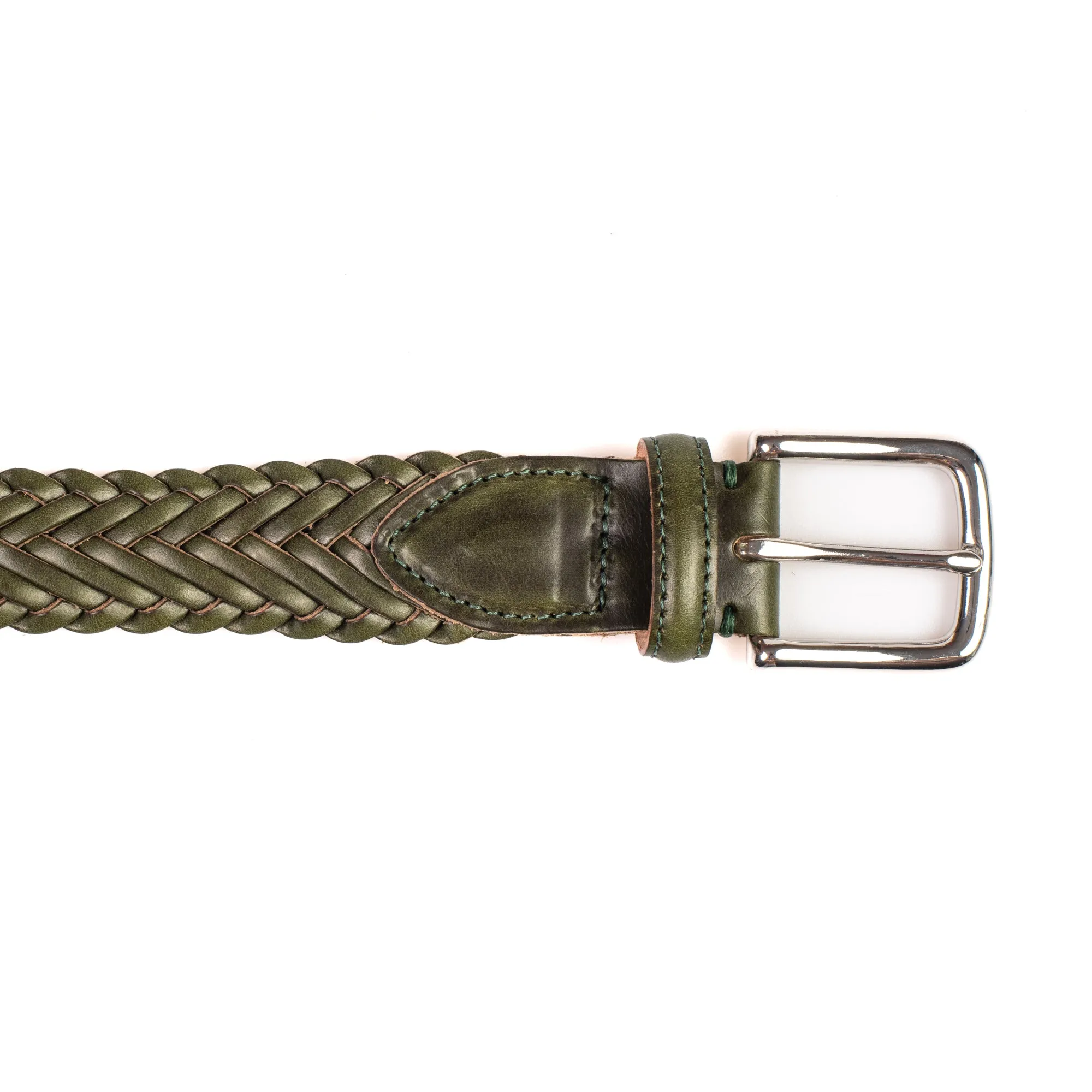 Horween Forest Green Chromexcel Leather Belt - Plaited sold by Crown Northampton product image thumbnail 3