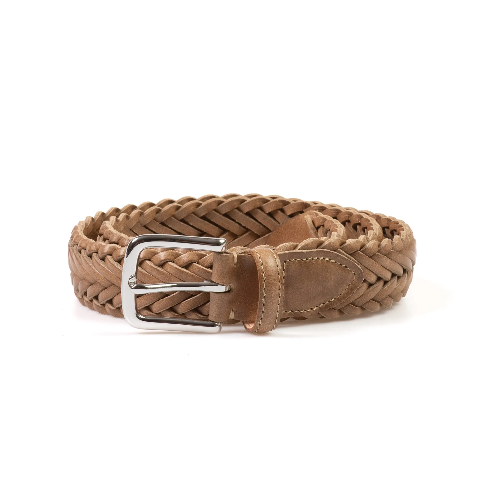 Horween Natural Chromexcel Leather Belt - Plaited sold by Crown Northampton