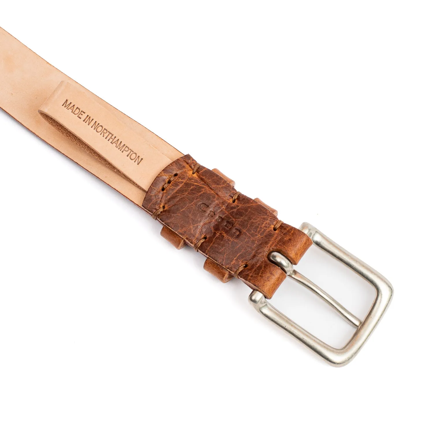 C.F. Stead Naked Kudu Nutmeg Leather Belt sold by Crown Northampton product image thumbnail 2