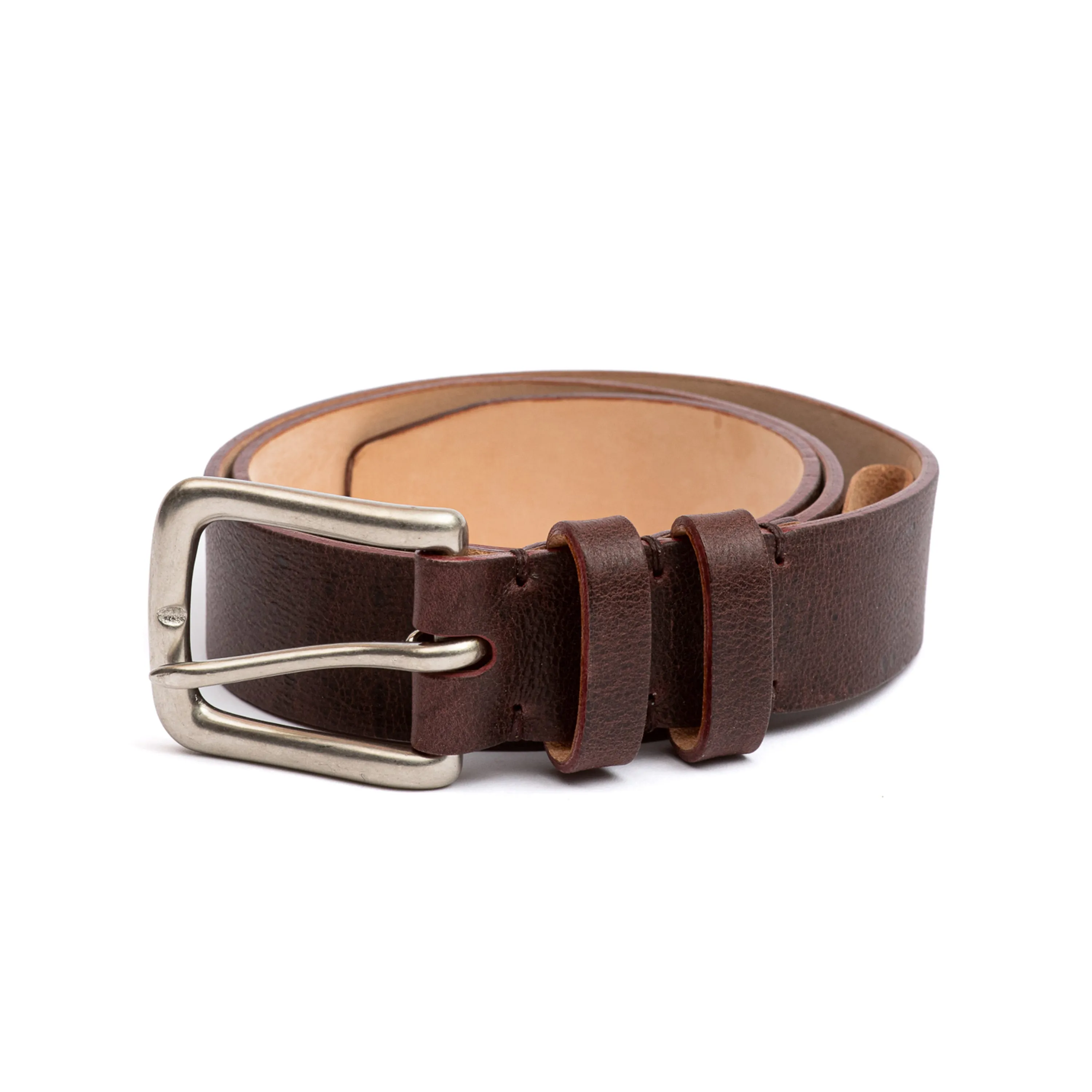 C.F. Stead Naked Kudu Chocolate Truffle Leather Belt sold by Crown Northampton
