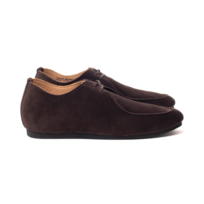 Turner Apron Shoe - Brown Janus Calf Suede sold by Crown Northampton