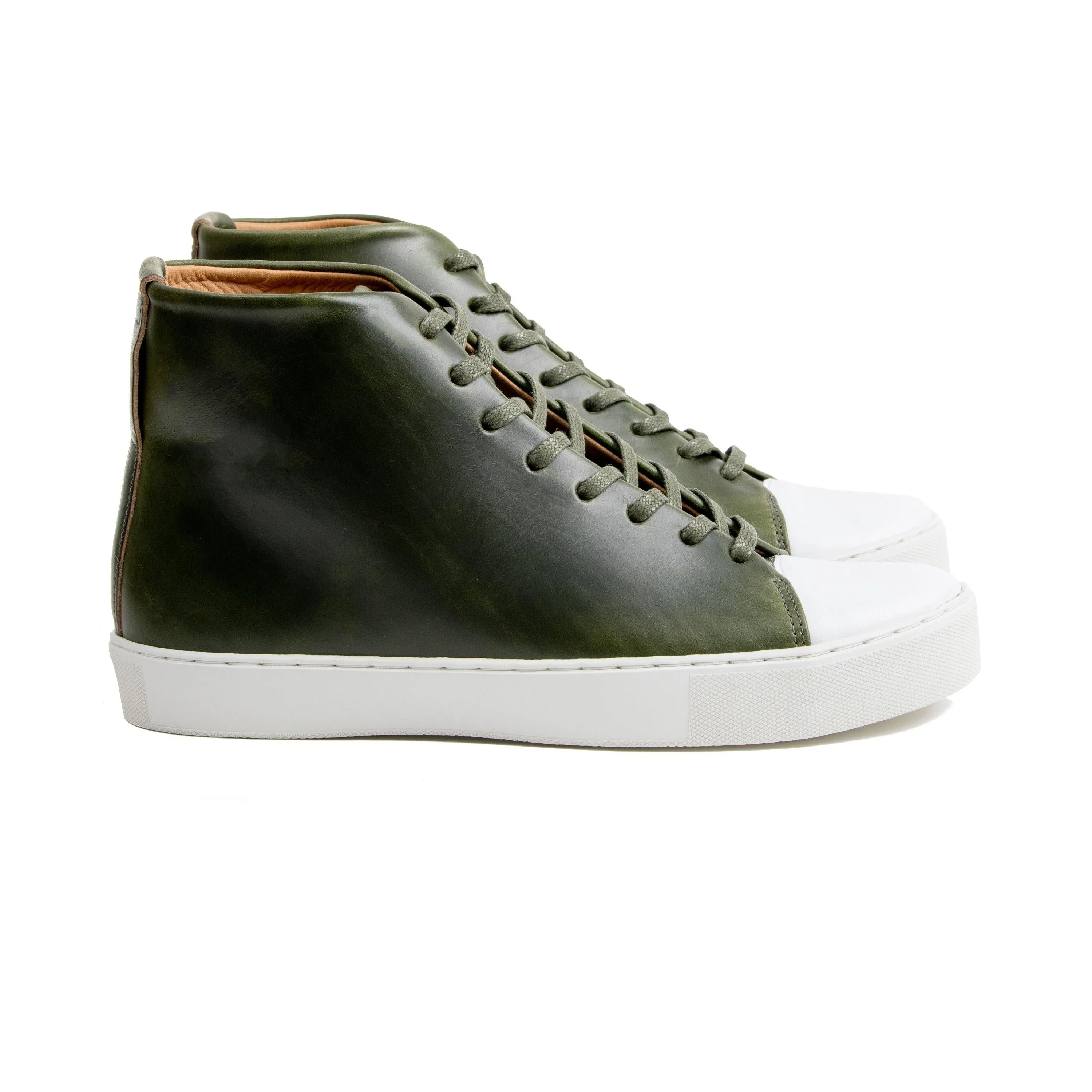 Abington Hi Toe Cap - Horween Forest Green Chromexcel sold by Crown Northampton