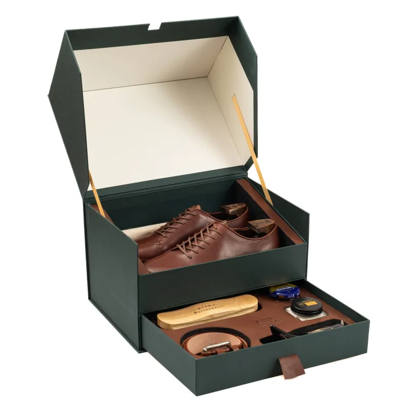Ernest Wholecut - Brown Oak Bark Tanned Calf - Deluxe Care Pack sold by Crown Northampton
