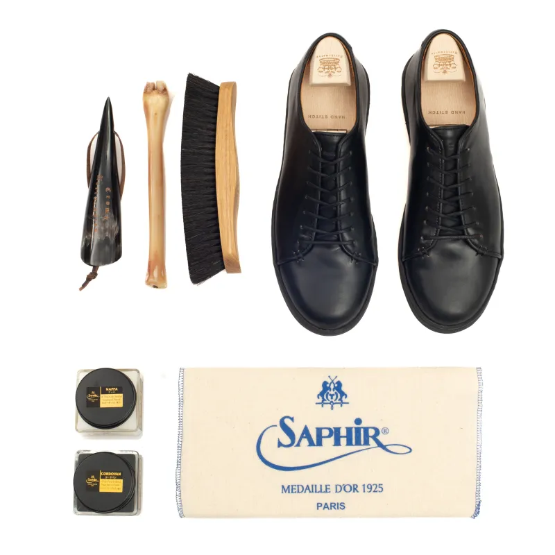 Harlestone Derby - Horween Black Shell Cordovan - Deluxe Care Pack sold by Crown Northampton