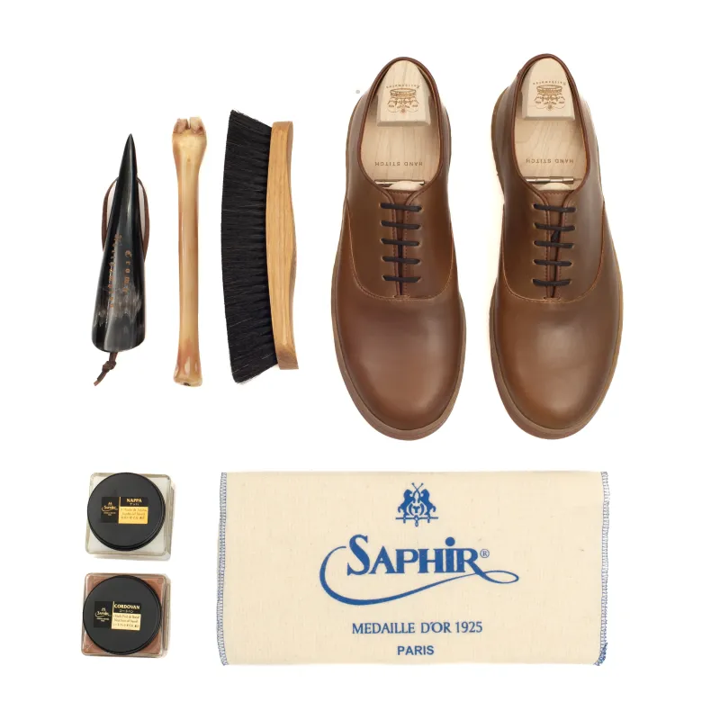 Abbey Oxford - Horween Bourbon Shell Cordovan - Deluxe Care Pack sold by Crown Northampton