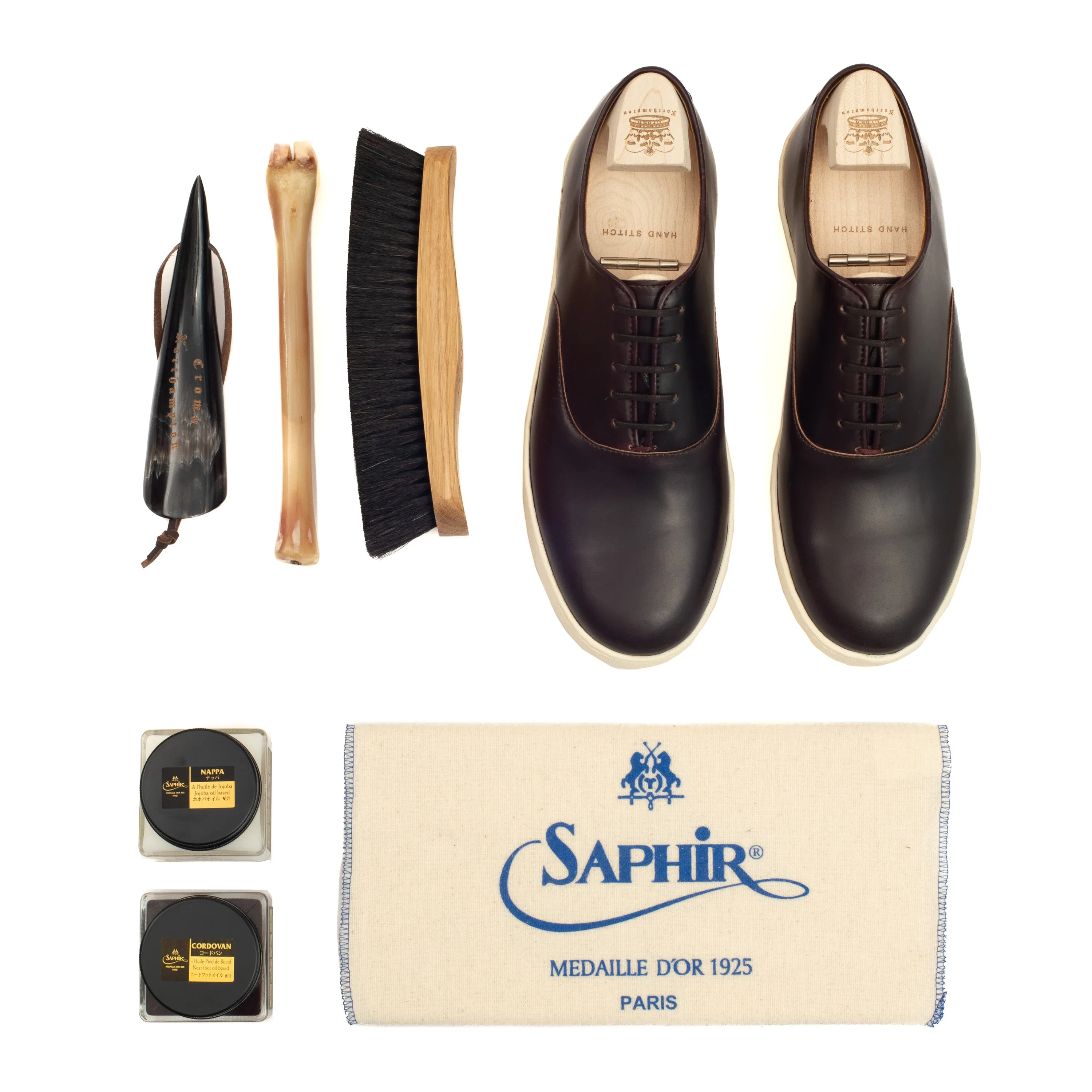 Abbey Oxford - Horween No 8 Shell Cordovan - Deluxe Care Pack sold by Crown Northampton