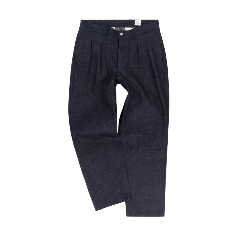 LOT 20 NEPPY PLEAT PANTS RAW 10oz sold by Dawson Denim