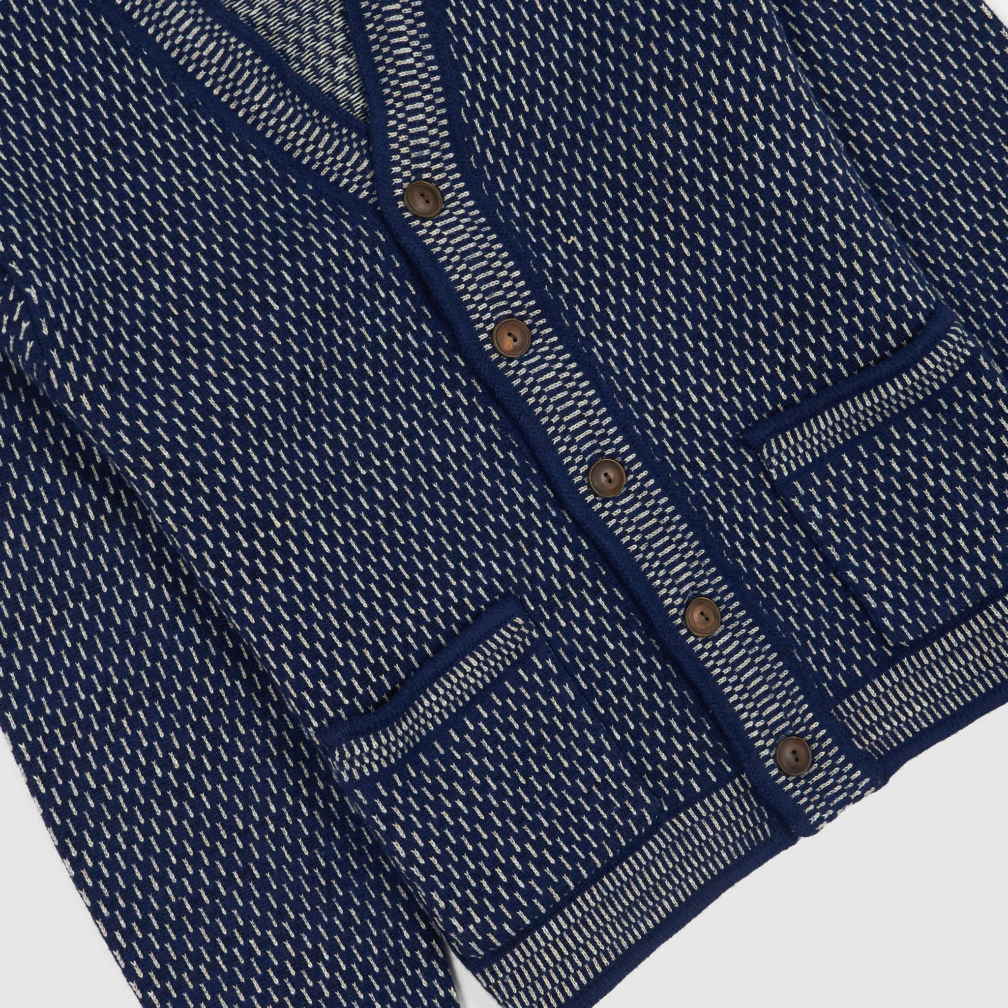 Double RL Indigo Cotton-Wool V-Neck Cardigan sold by DeeCee style product image thumbnail 3