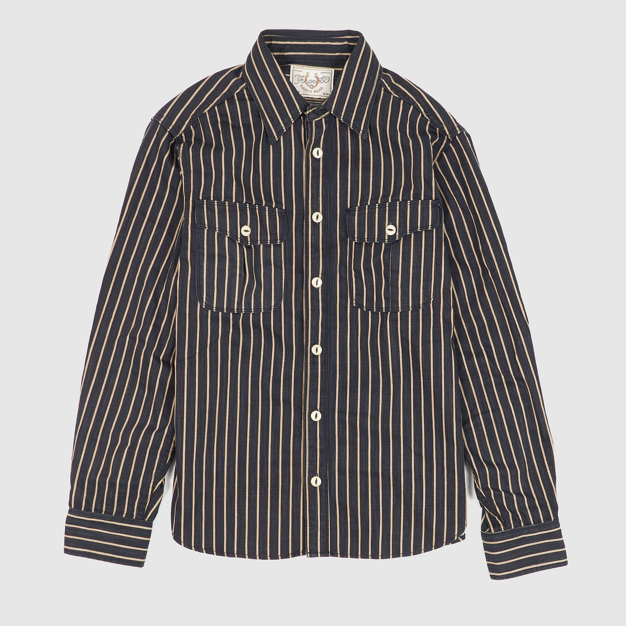 Freenote Cloth Striped Indigo Work Shirt sold by DeeCee style