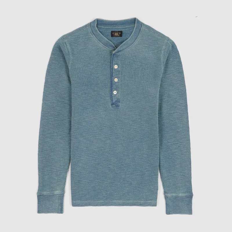 Double RL Ladies Long Sleeve Waffle Henley Shirt sold by DeeCee style