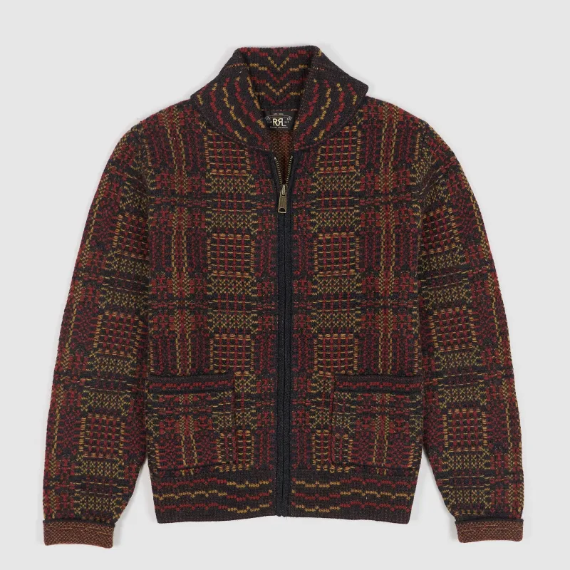 Double RL Knitted Jacquard Full- Zip Cardigan sold by DeeCee style