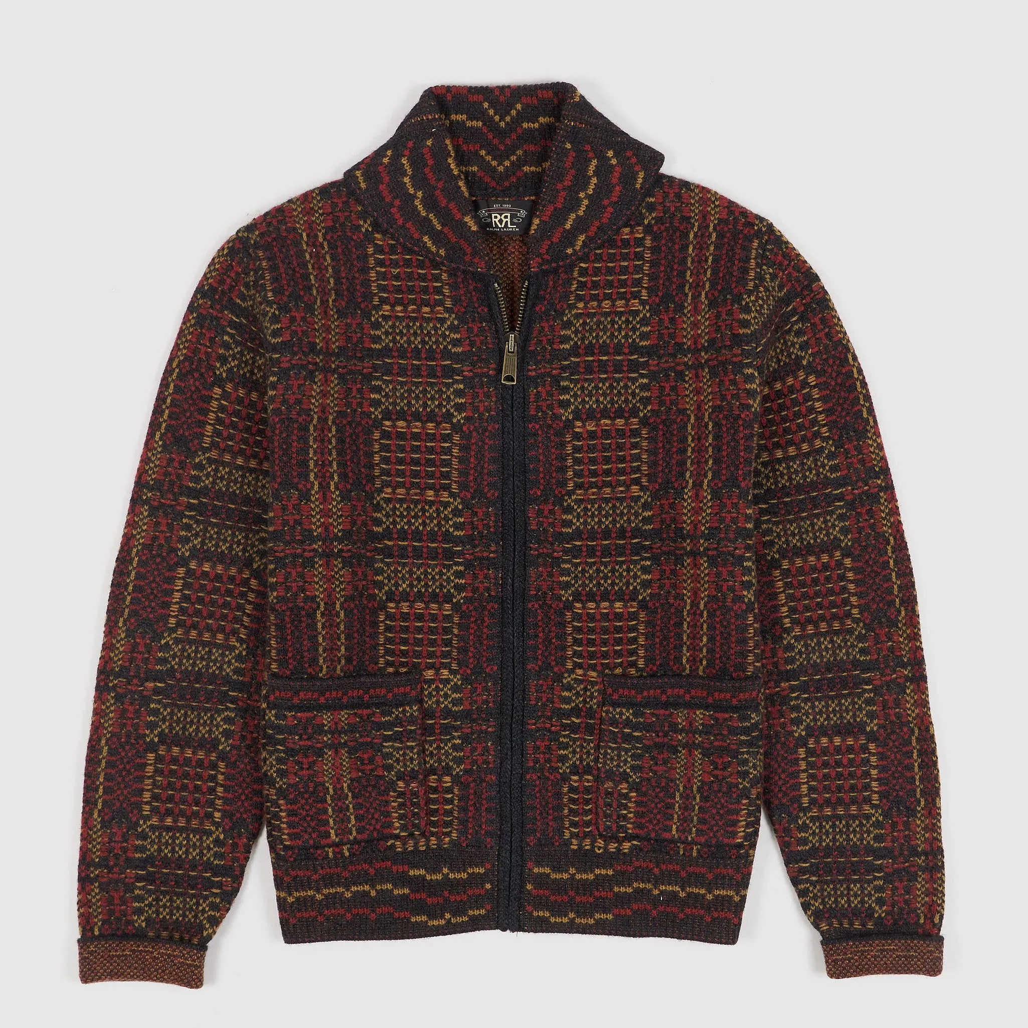 Double RL Knitted Jacquard Full- Zip Cardigan sold by DeeCee style