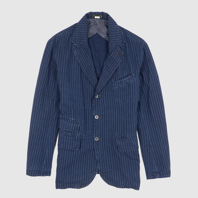 Double RL Indigo Striped Halflined  Blazer sold by DeeCee style