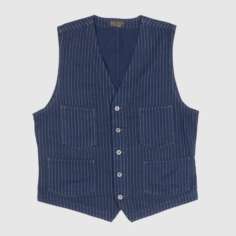 Double RL Indigo Striped Vest sold by DeeCee style
