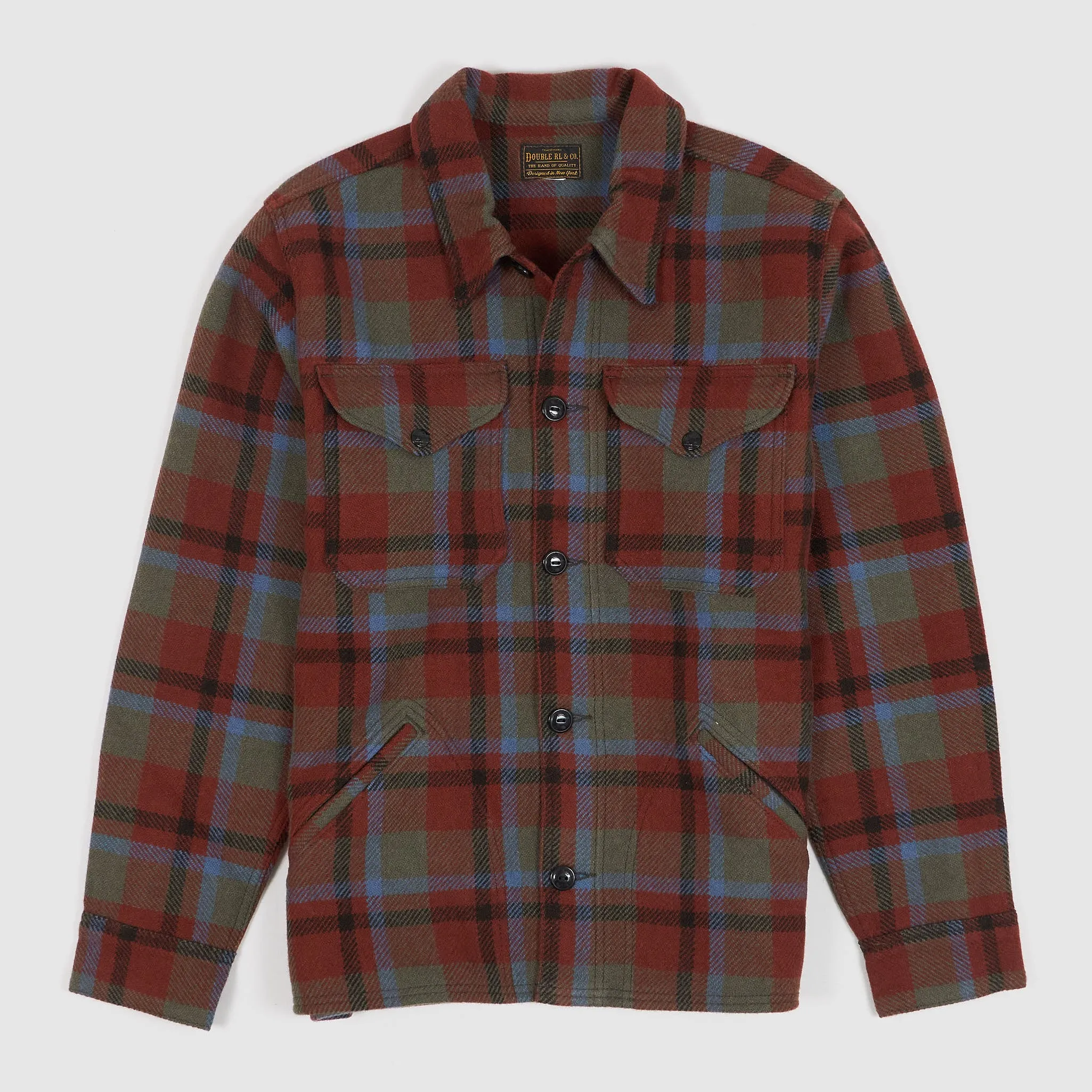 Double RL Plaid Wool Overshirt Jacket sold by DeeCee style