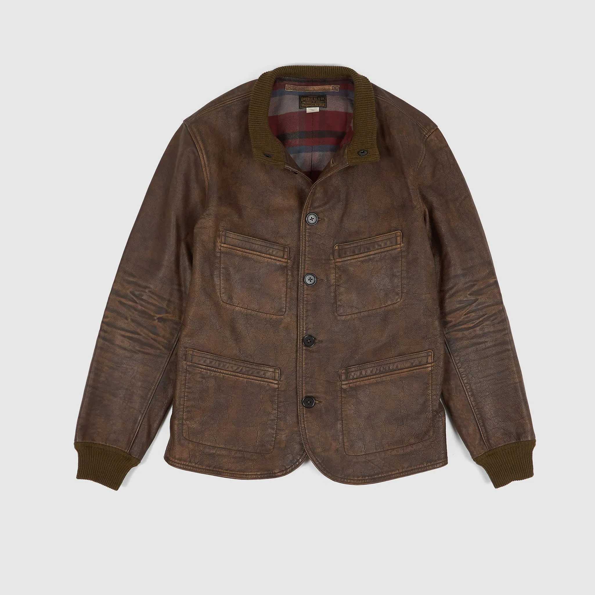 Double RL Leather Car Coat sold by DeeCee style