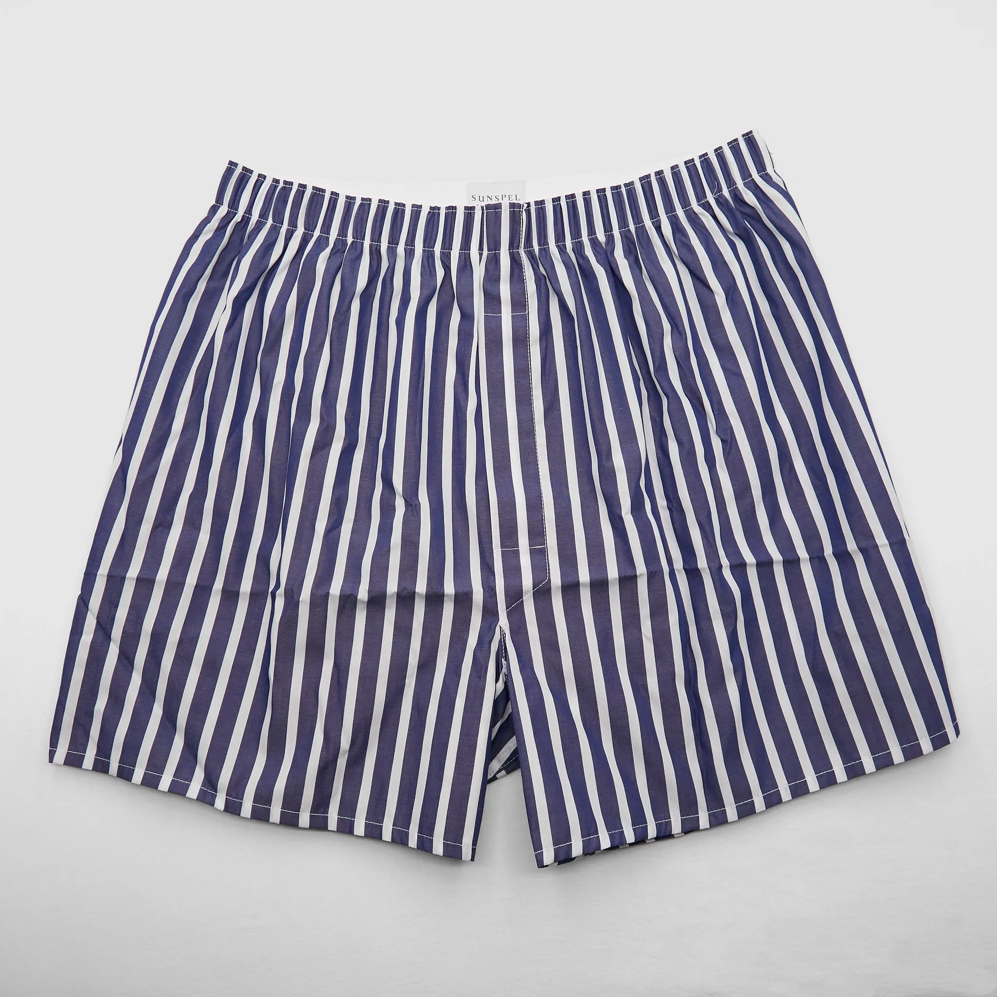 Sunspel Classic Blue White Stripe Boxers sold by DeeCee style