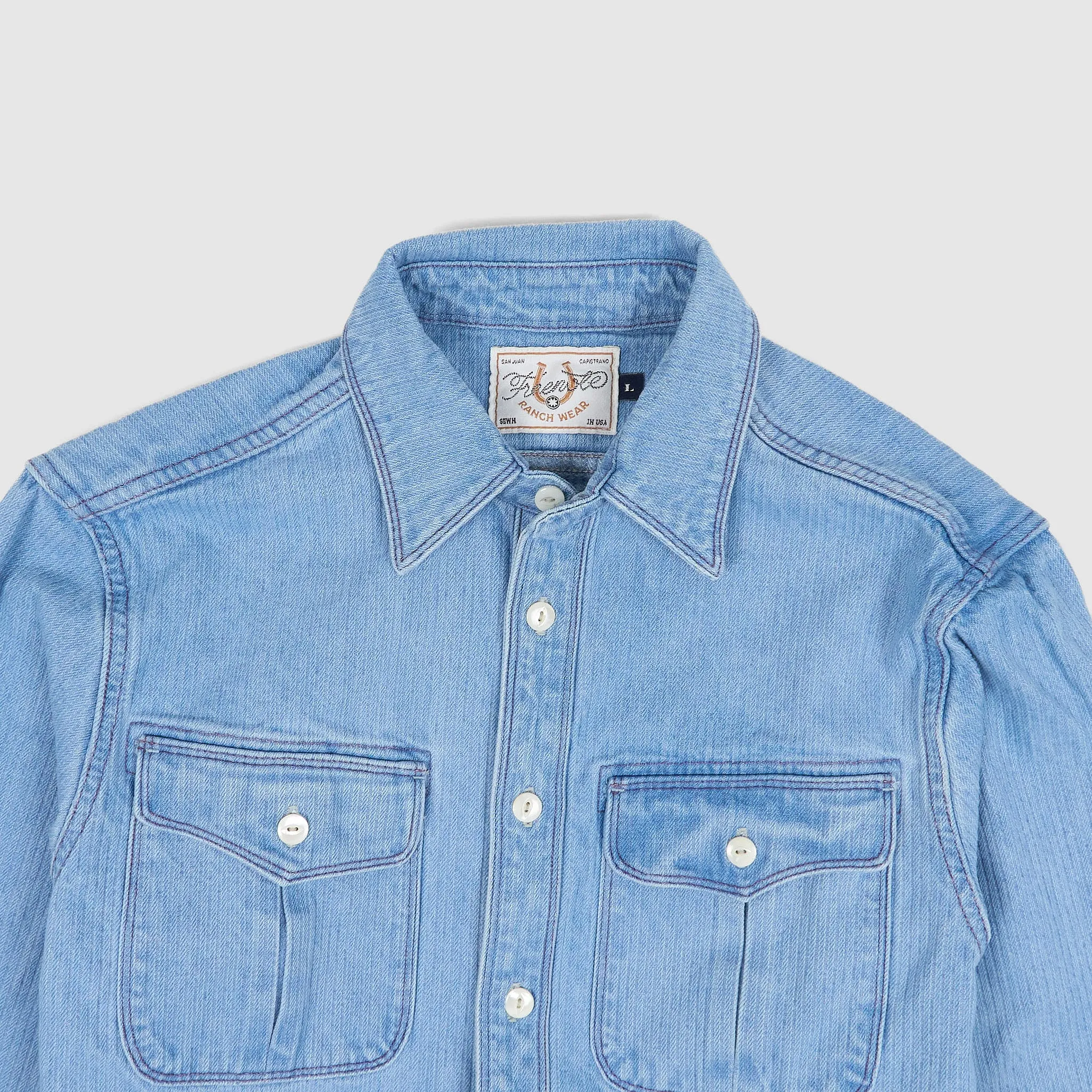 Freenote Cloth Herringbone Bedford Denim Shirt sold by DeeCee style product image thumbnail 3