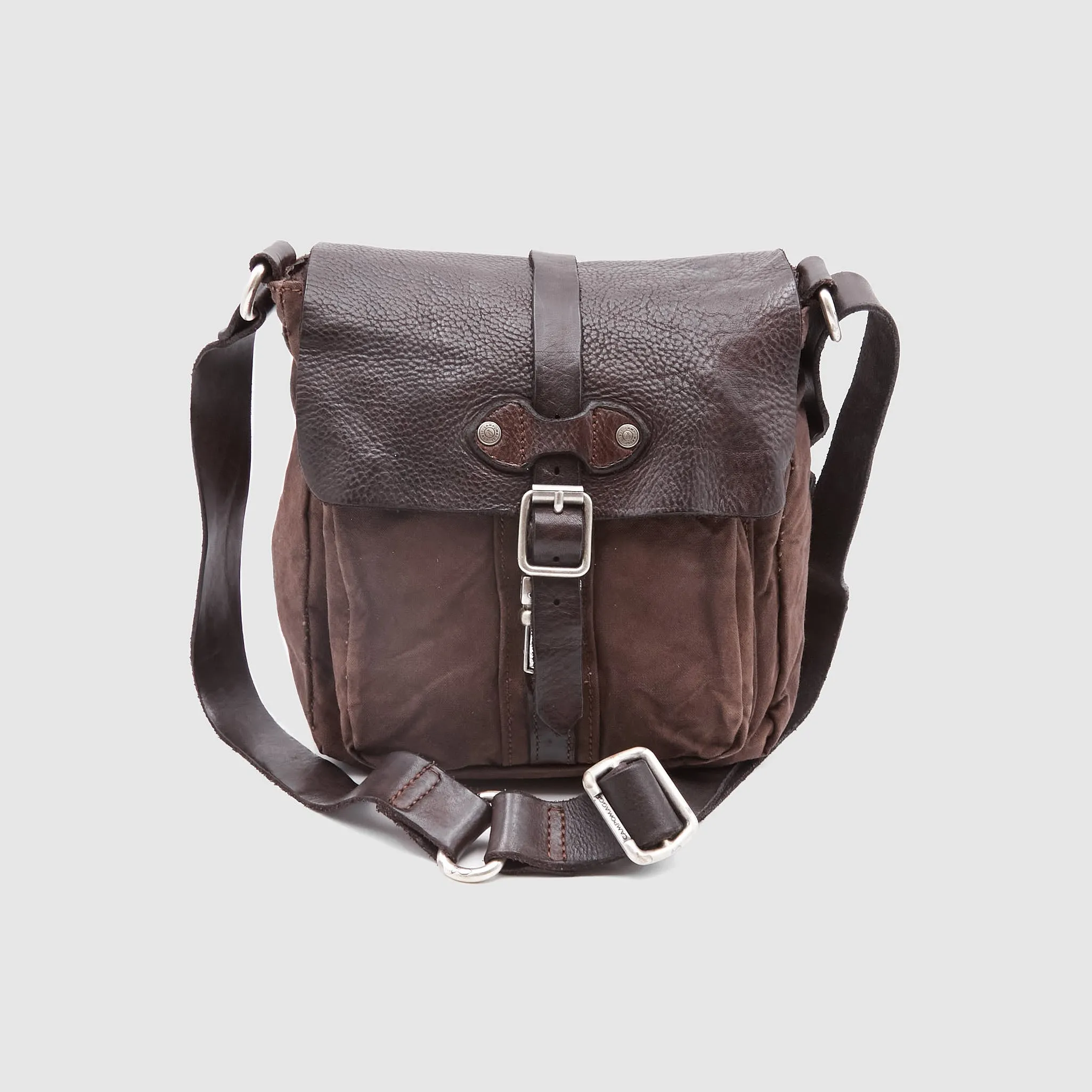 Campomaggi Small Cross Body Bag Leather/ Canvas sold by DeeCee style