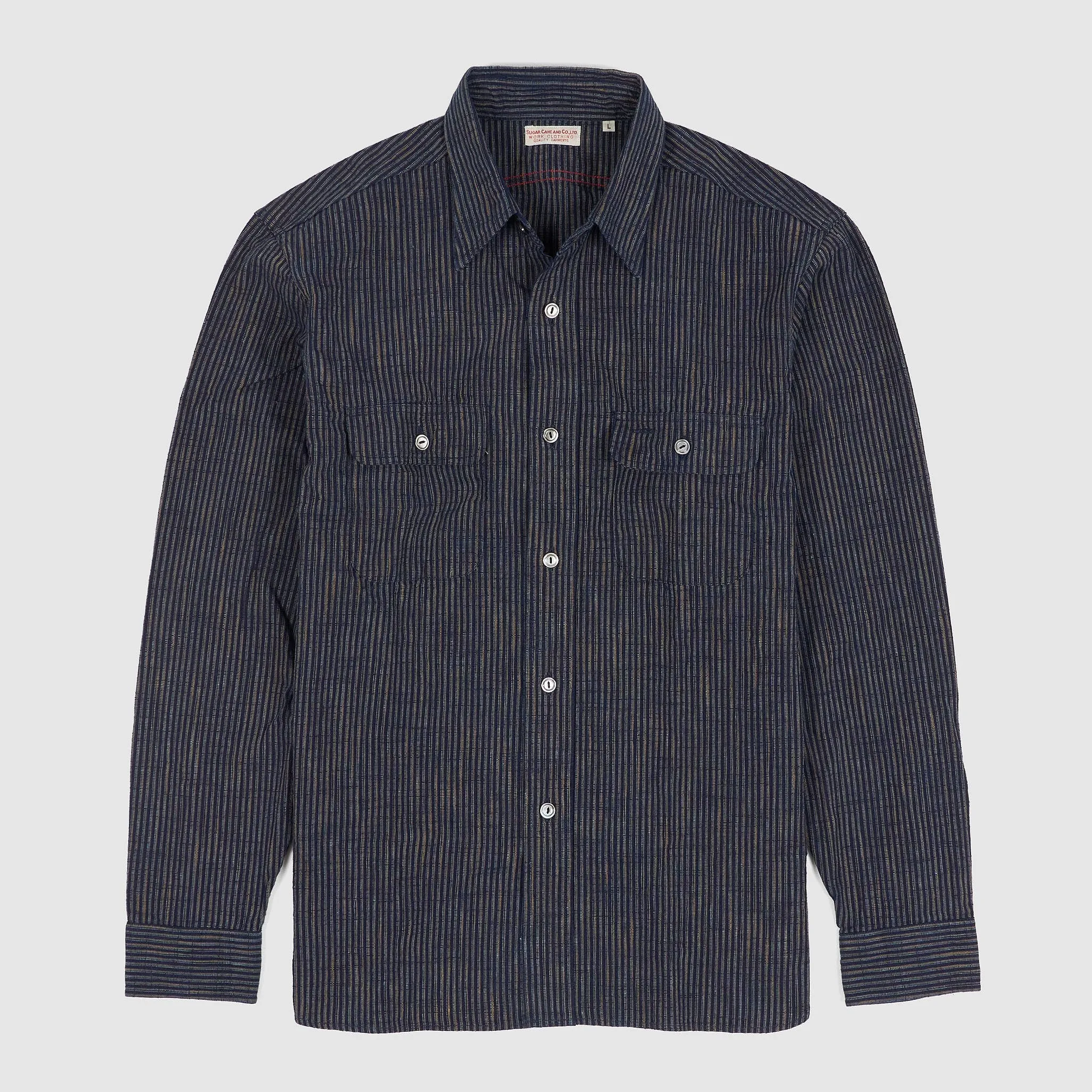 Sugar Cane 2-Pocket Striped Shirt sold by DeeCee style