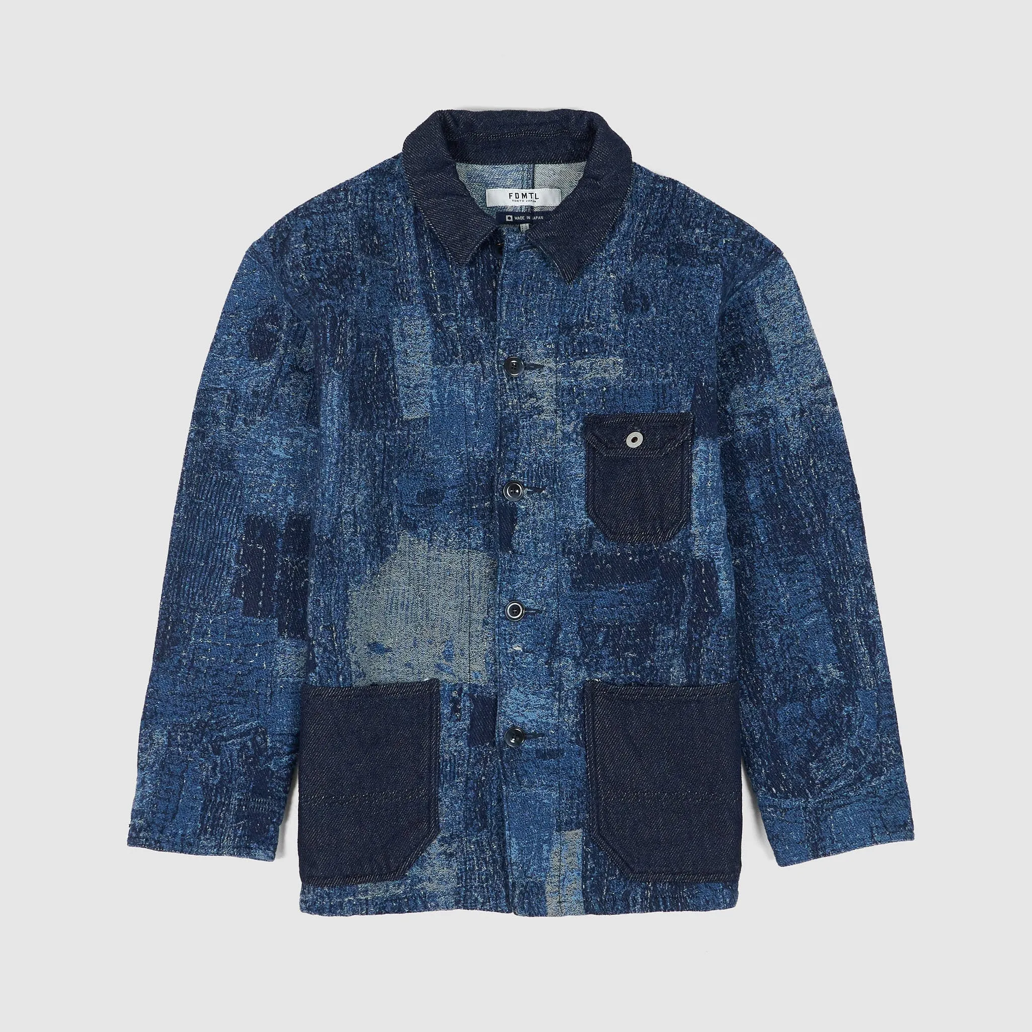 FDMTL Jacquard Boro Patchwork Coverall jacket sold by DeeCee style