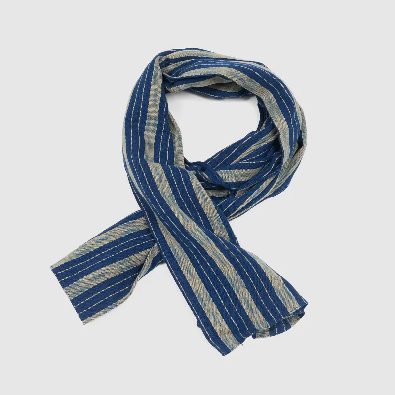 Double RL Indigo Striped Cotton Scarf sold by DeeCee style