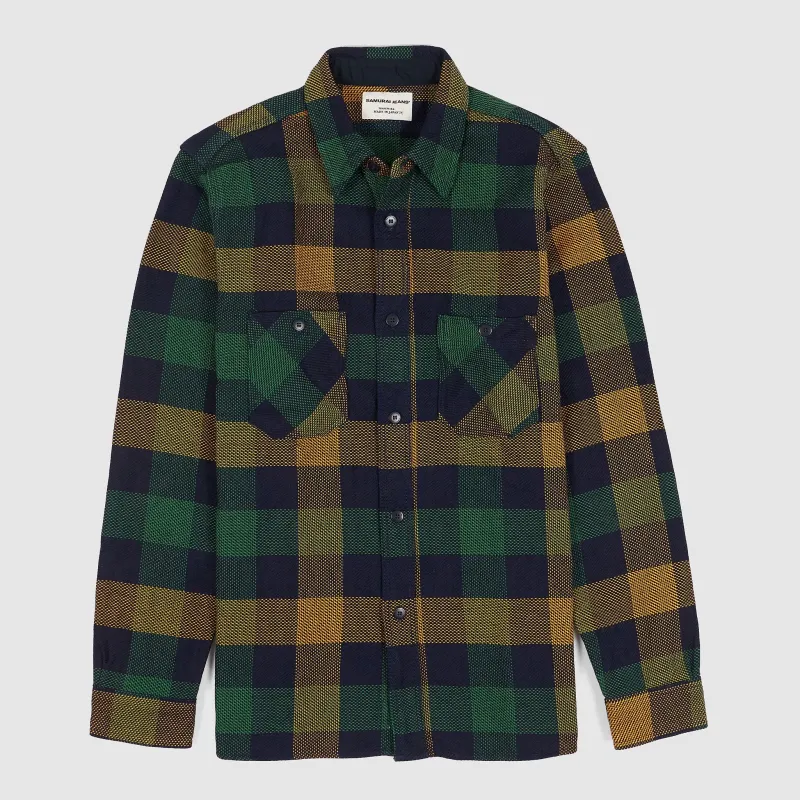 Samurai Jeans Heavyweight Cotton Check Overshirt sold by DeeCee style