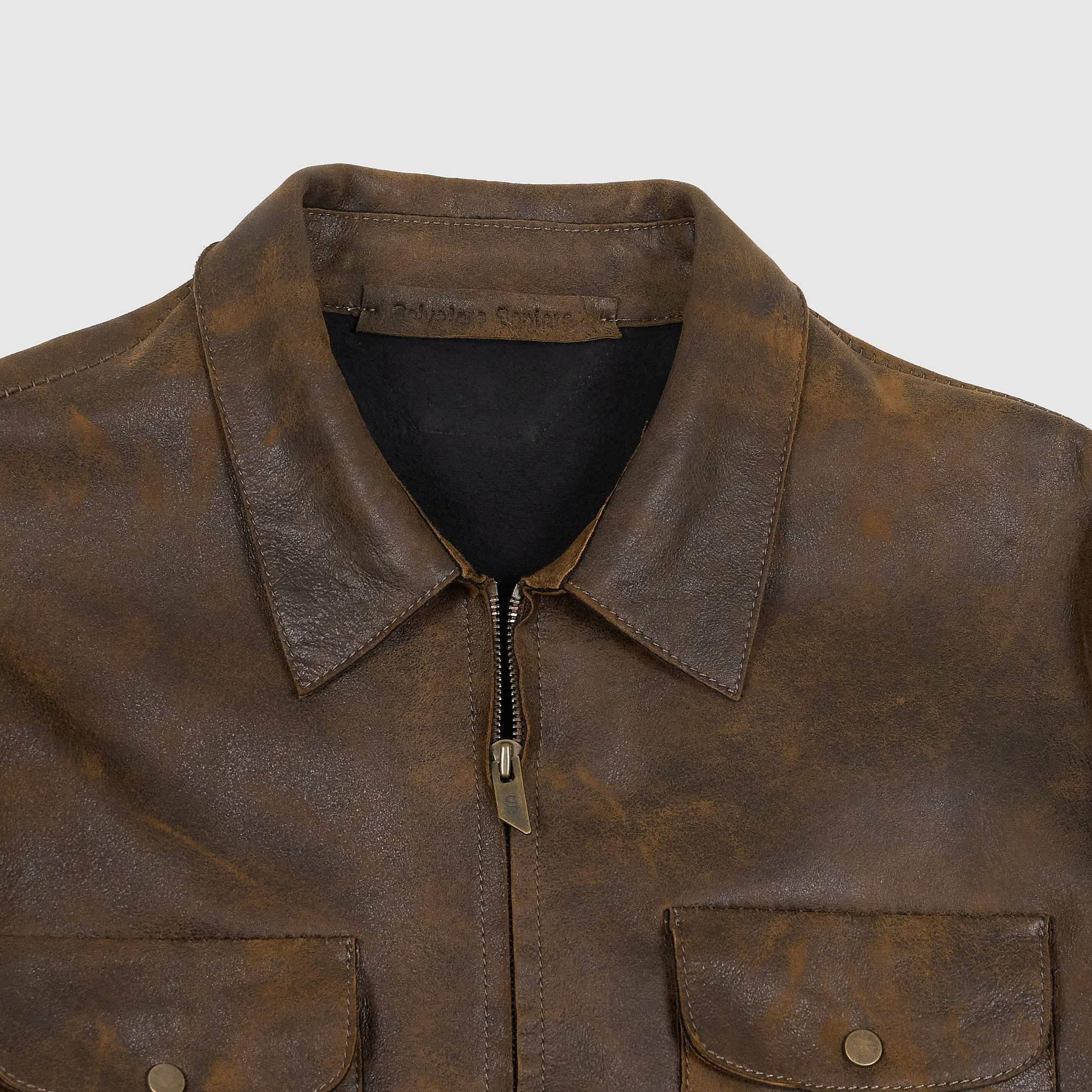 Salvatore Santoro Zip Up Leather Overshirt Jacket sold by DeeCee style product image thumbnail 3