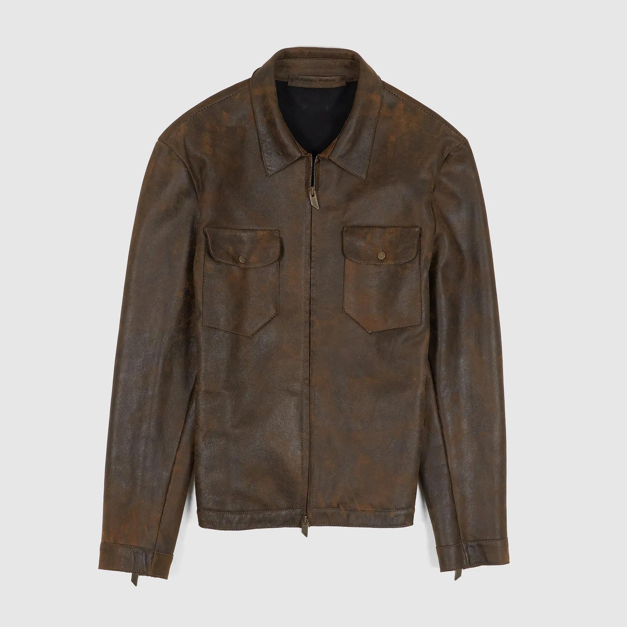 Salvatore Santoro Zip Up Leather Overshirt Jacket sold by DeeCee style