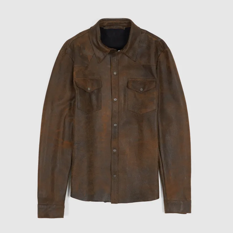 Salvatore Santoro Button Up Leather Western Overshirt Jacket sold by DeeCee style