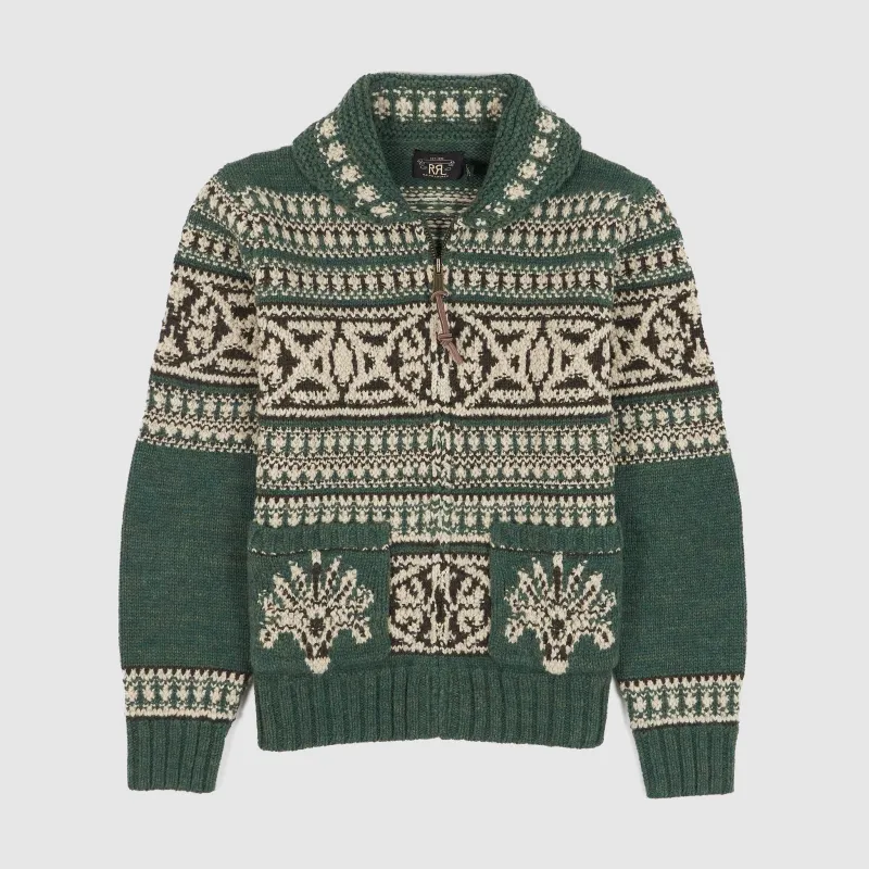 Double RL Genderless Knitted Full Zip Shawl Cardigan sold by DeeCee style