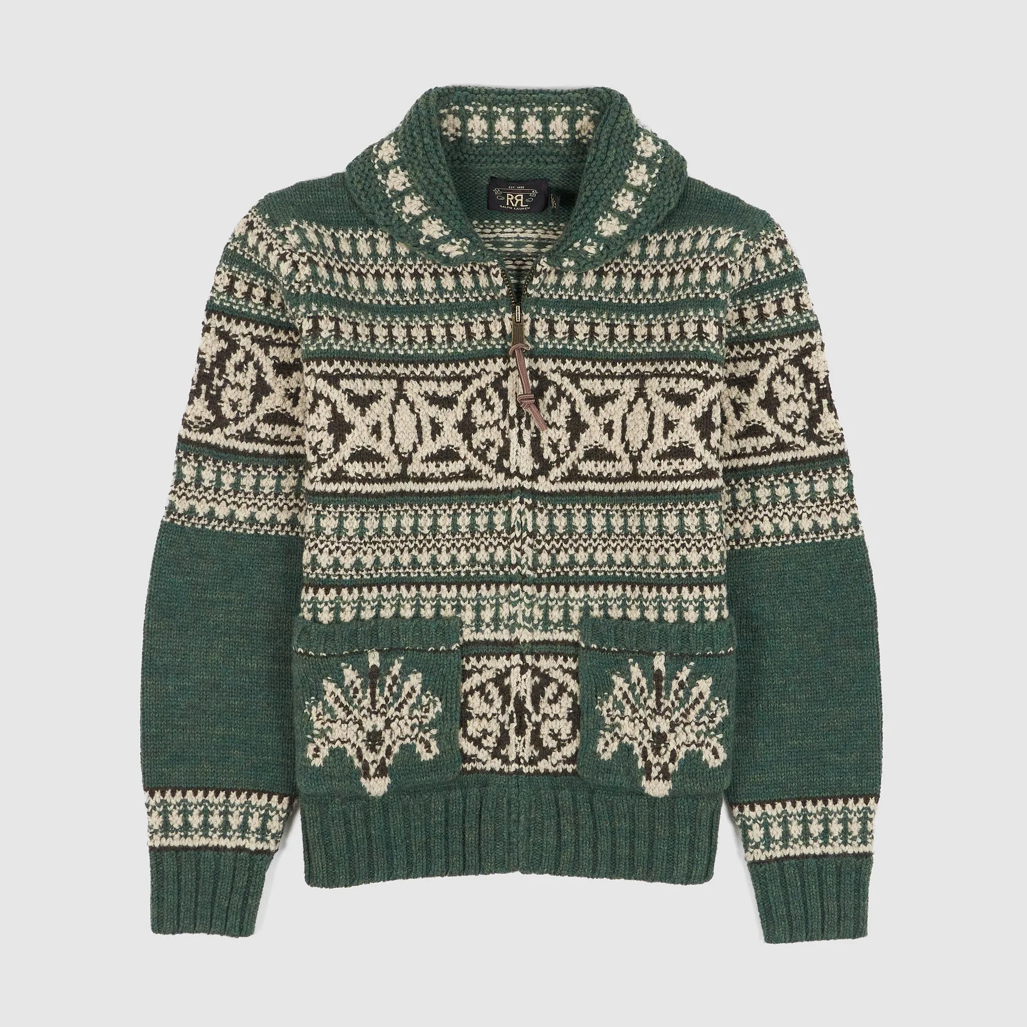 Double RL Genderless Knitted Full Zip Shawl Cardigan sold by DeeCee style