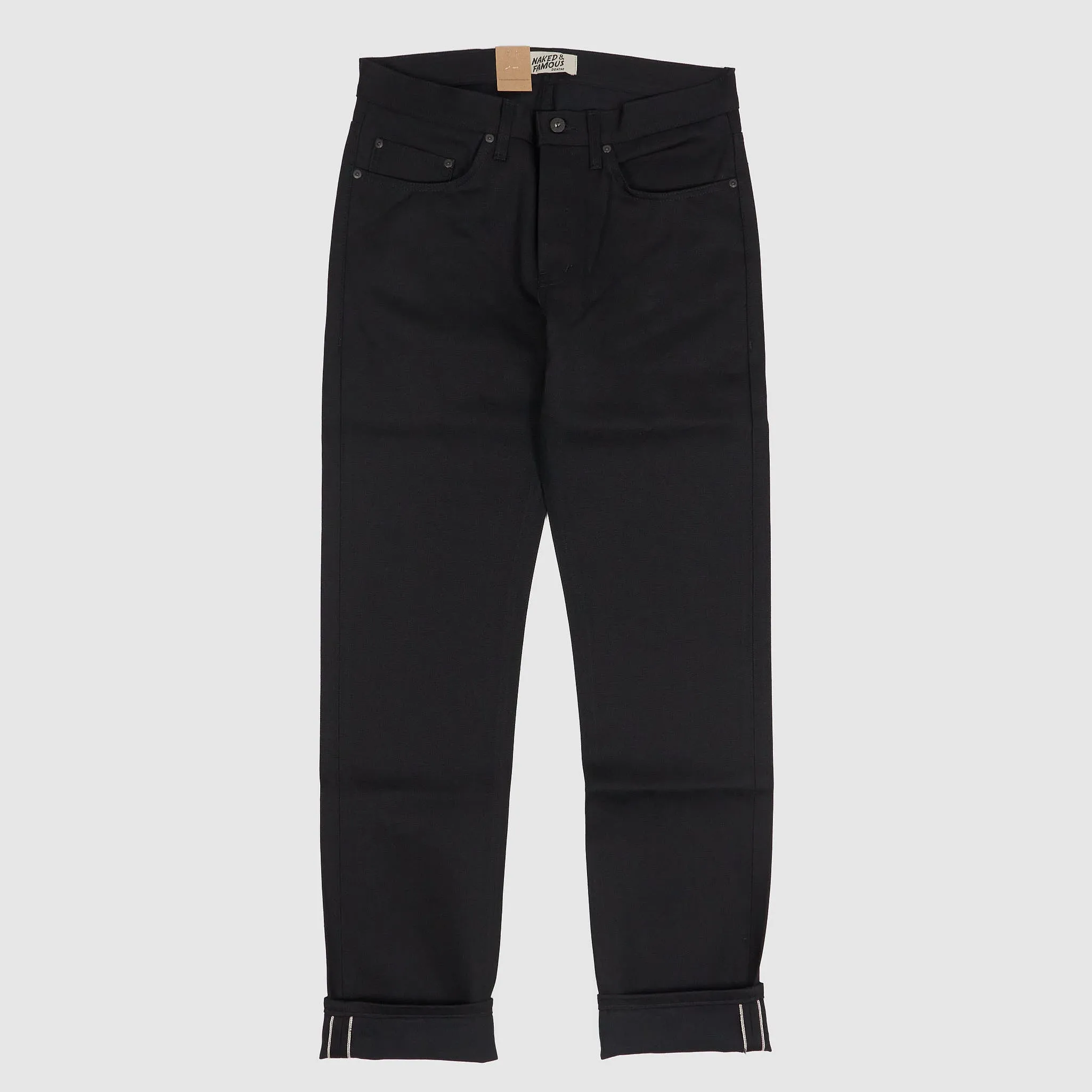 Naked & Famous Denim 5P Weird Guy Solid Black sold by DeeCee style
