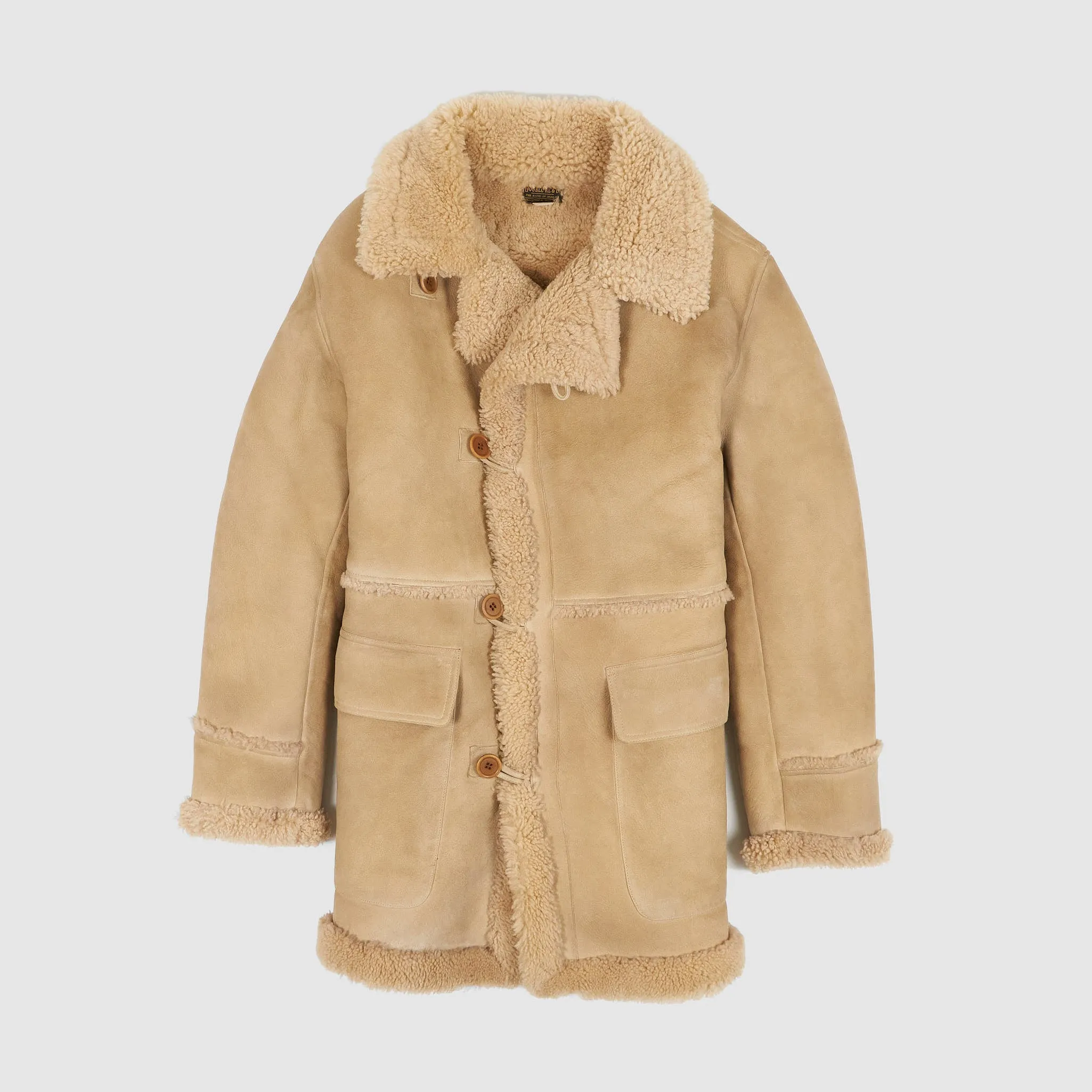 Double RL Mid -Length Shearling Coat sold by DeeCee style