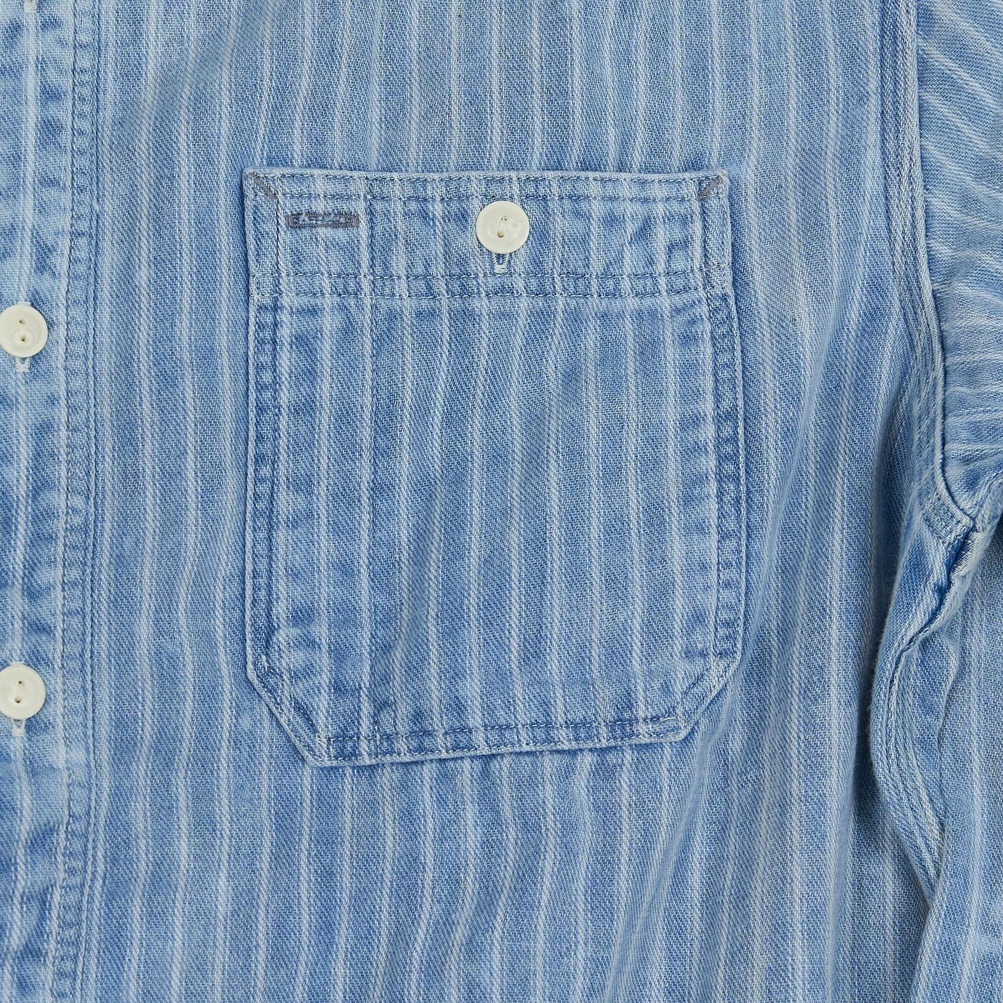 Double RL Indigo Striped Double Face Work Shirt sold by DeeCee style product image thumbnail 5
