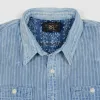 Double RL Indigo Striped Double Face Work Shirt sold by DeeCee style