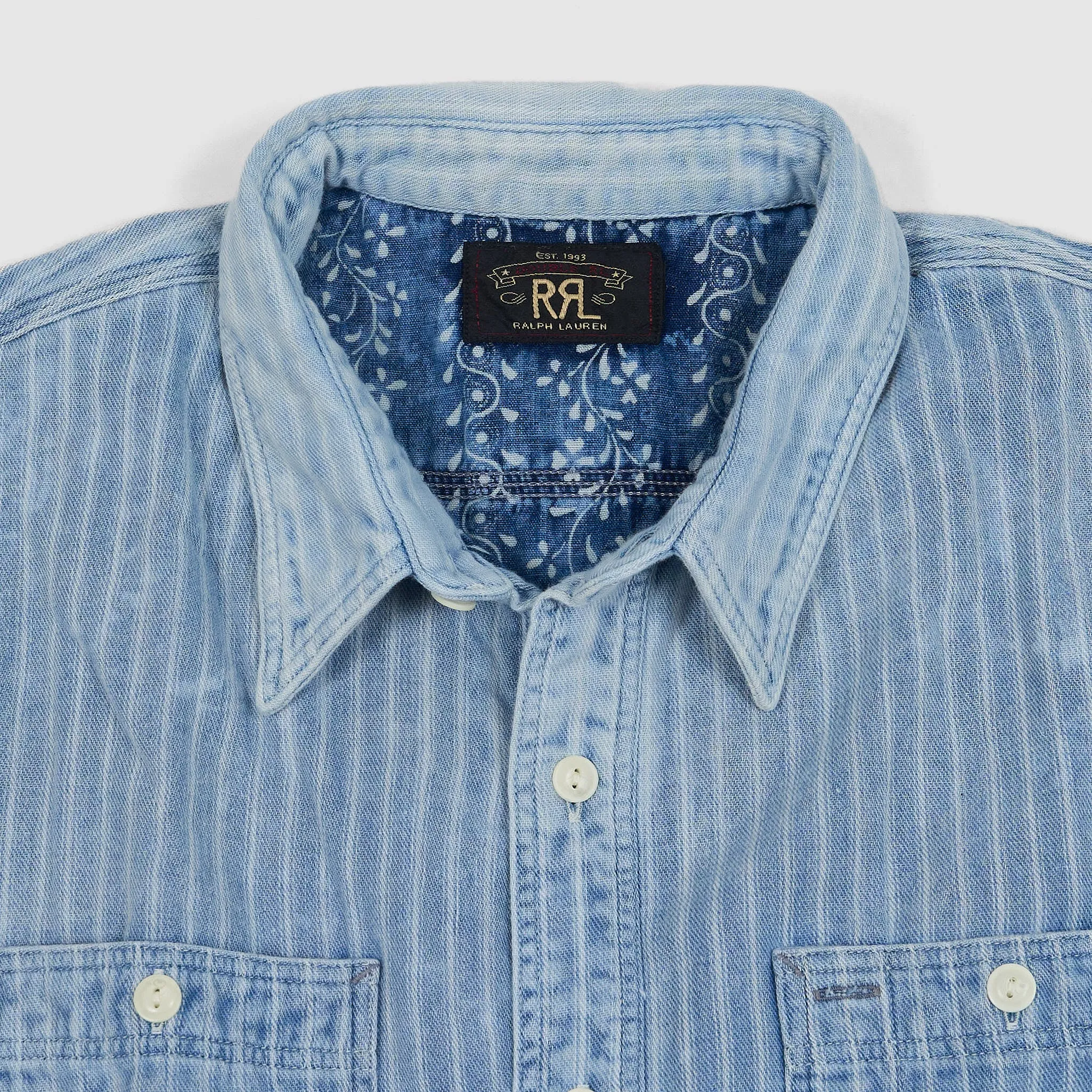 Double RL Indigo Striped Double Face Work Shirt sold by DeeCee style product image thumbnail 4