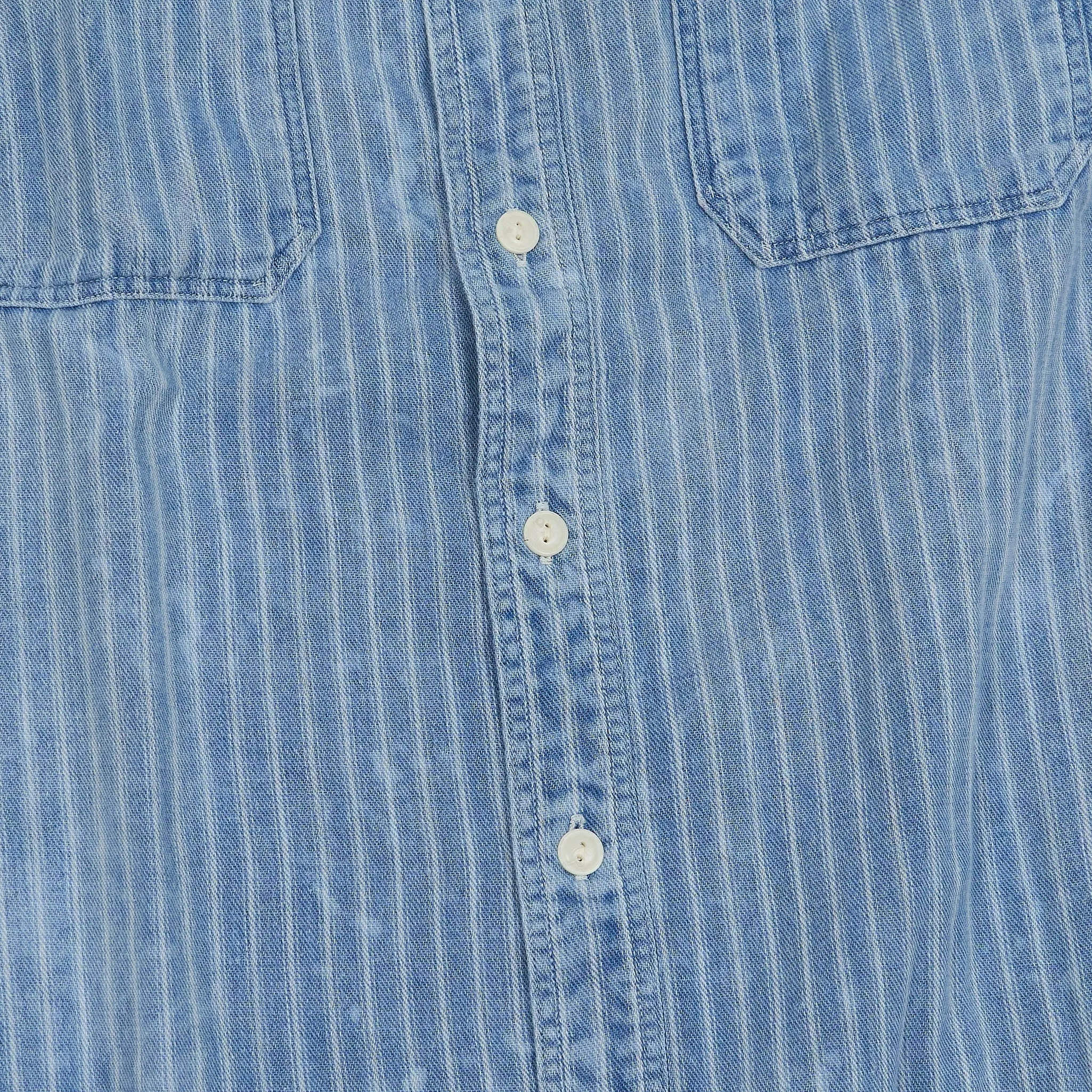 Double RL Indigo Striped Double Face Work Shirt sold by DeeCee style product image thumbnail 3