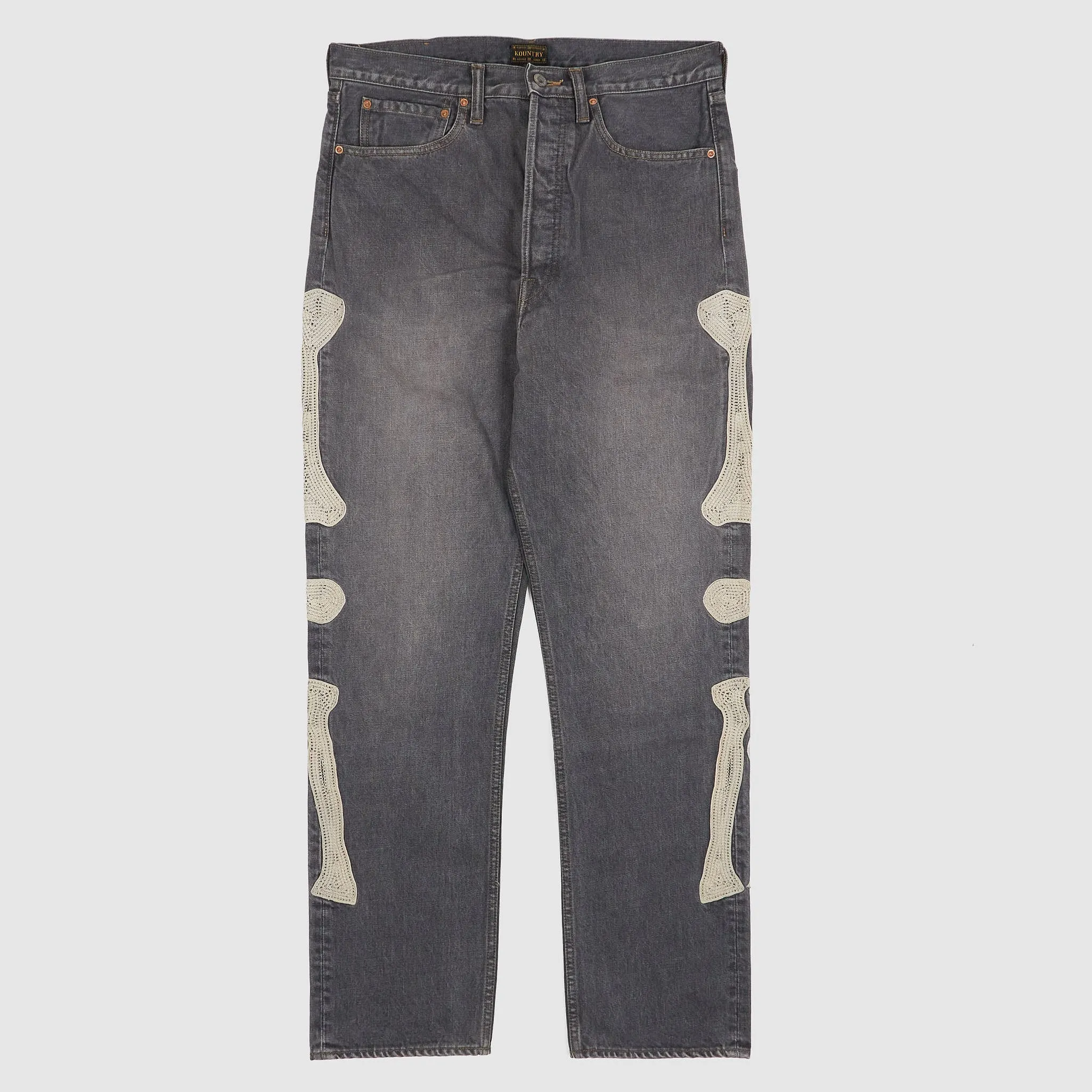 Kapital Kountry 14oz Black Skeleton Denim sold by DeeCee style
