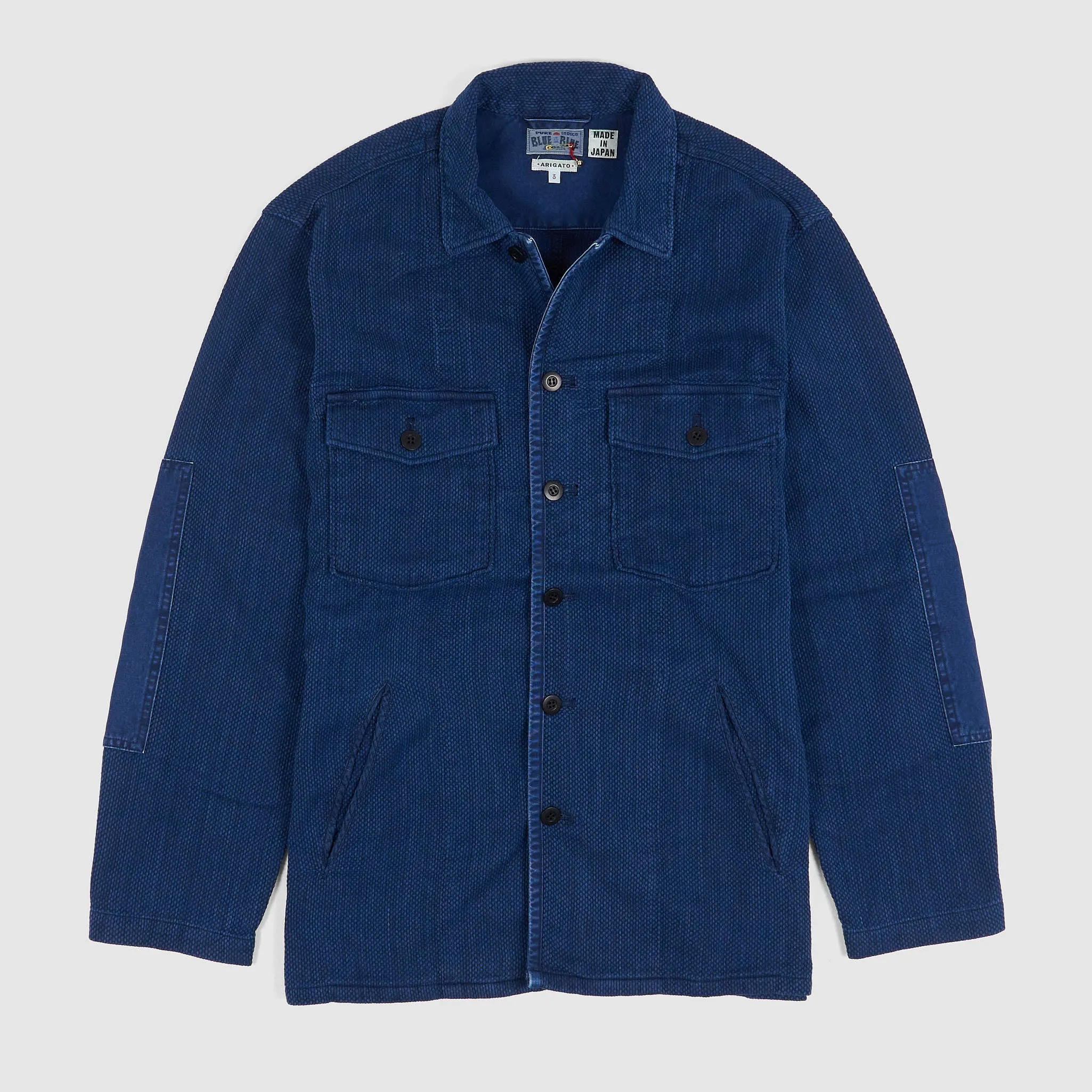 Blue Blue Japan Kasezome Sashiko Fatigue Overshirt Jacket sold by DeeCee style