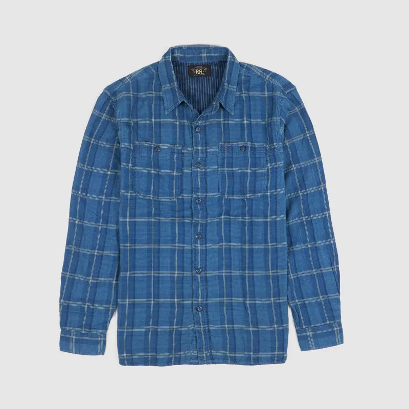 Double RL Indigo Plaid Doubleface Shirt sold by DeeCee style