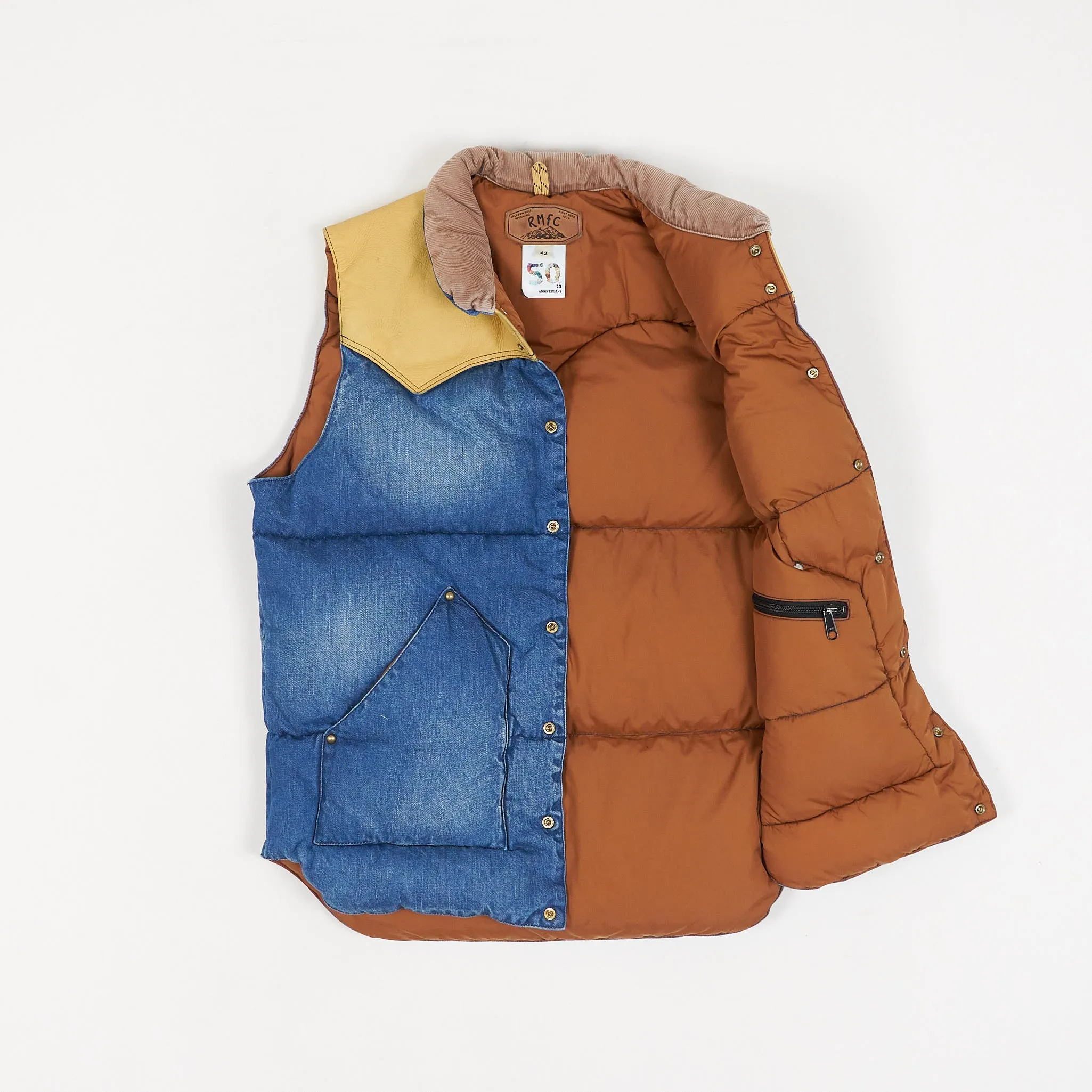 Rocky Mountain Featherbed Down Vest With Full Grin Leather Yoke and Corduroy Collar sold by DeeCee style product image thumbnail 2