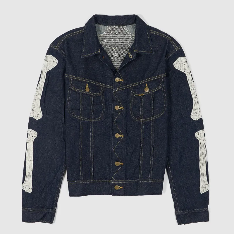 Kapital Bone Tuxedo Bone Embroidered 11,5 Oz. Denim jacket sold by DeeCee style