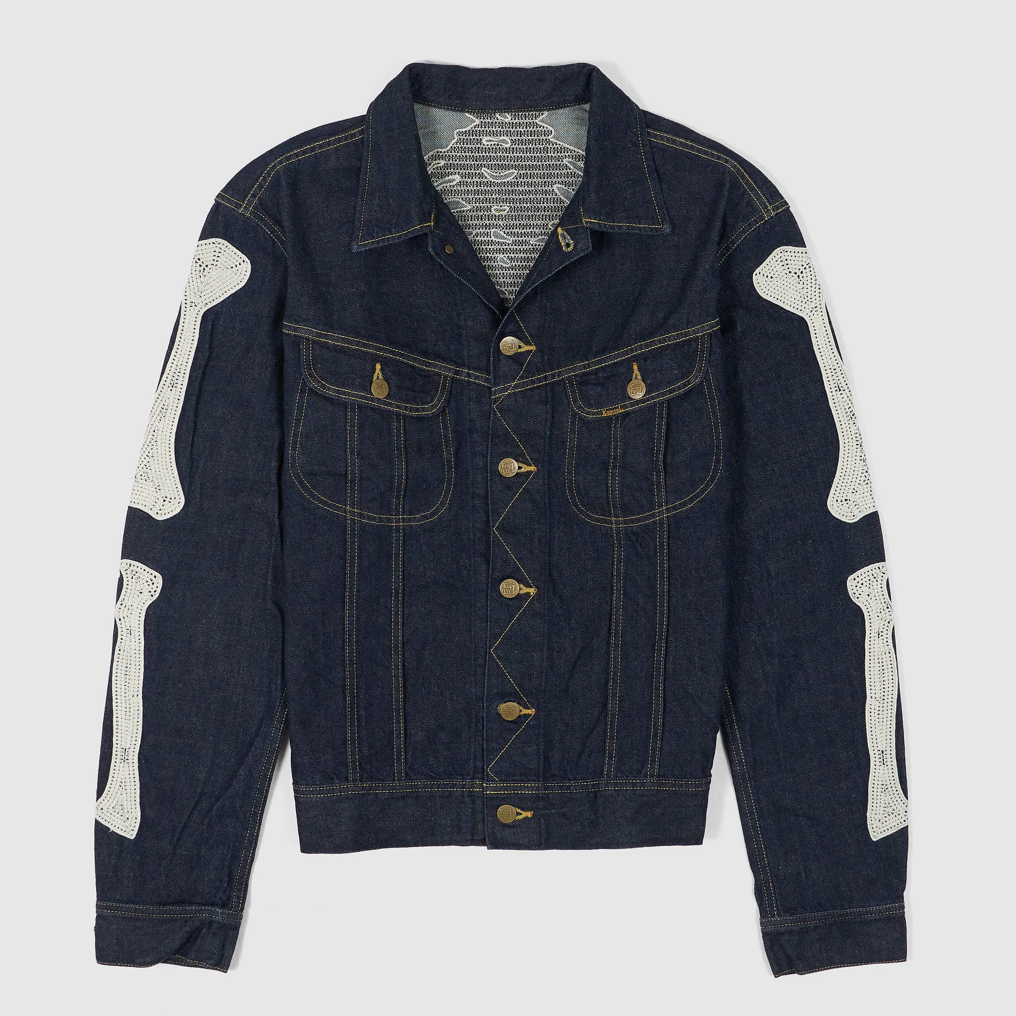 Kapital Bone Tuxedo Bone Embroidered 11,5 Oz. Denim jacket sold by DeeCee style